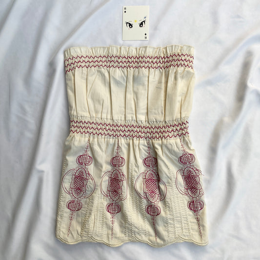 CREAM EMBROIDERED BABYDOLL TUBE TOP (Bust : 34-38, Upper Waist : 28-38)