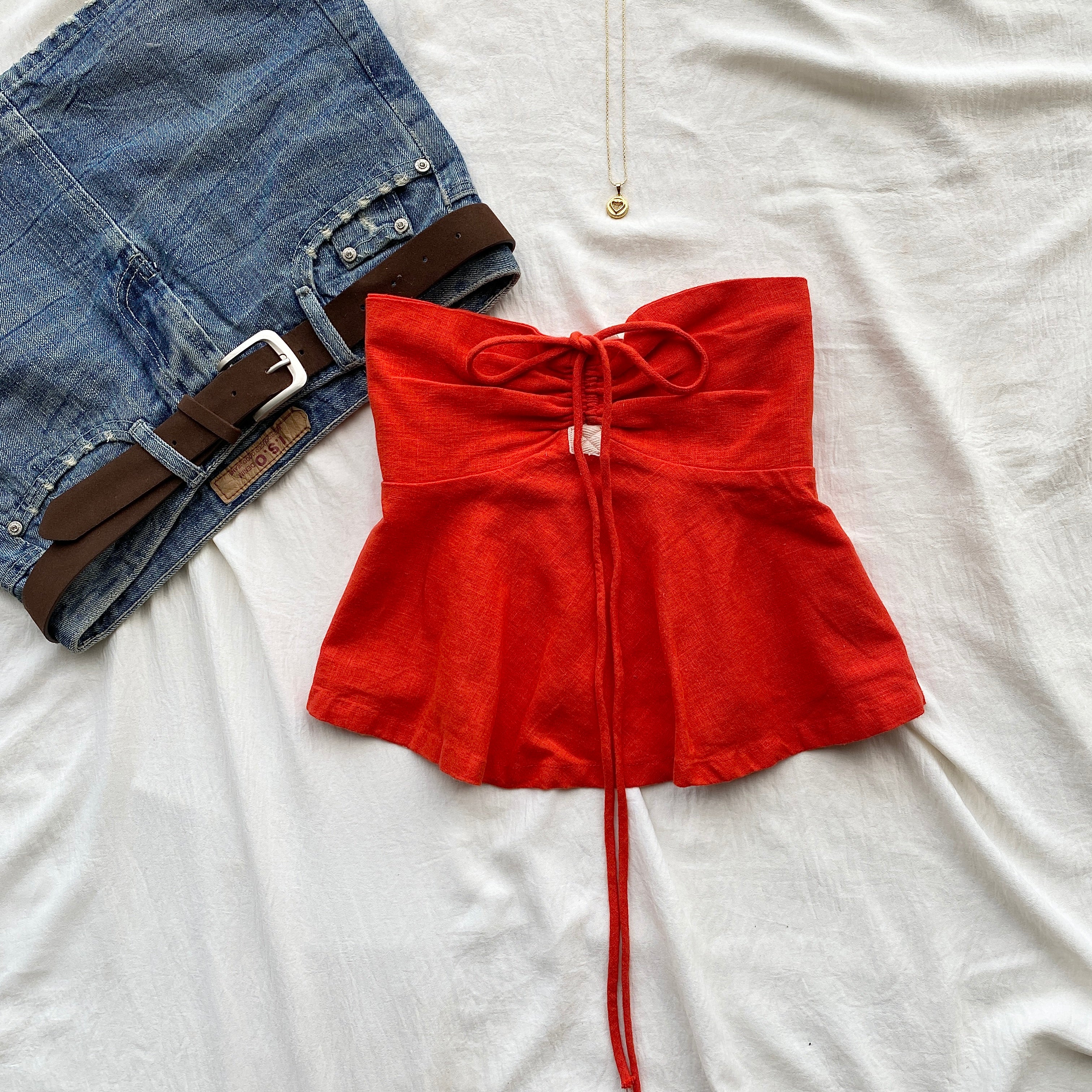 RED HALTER TOP FROM FREE PEOPLE (Bust : 30-32, Upper Waist : 24-28)