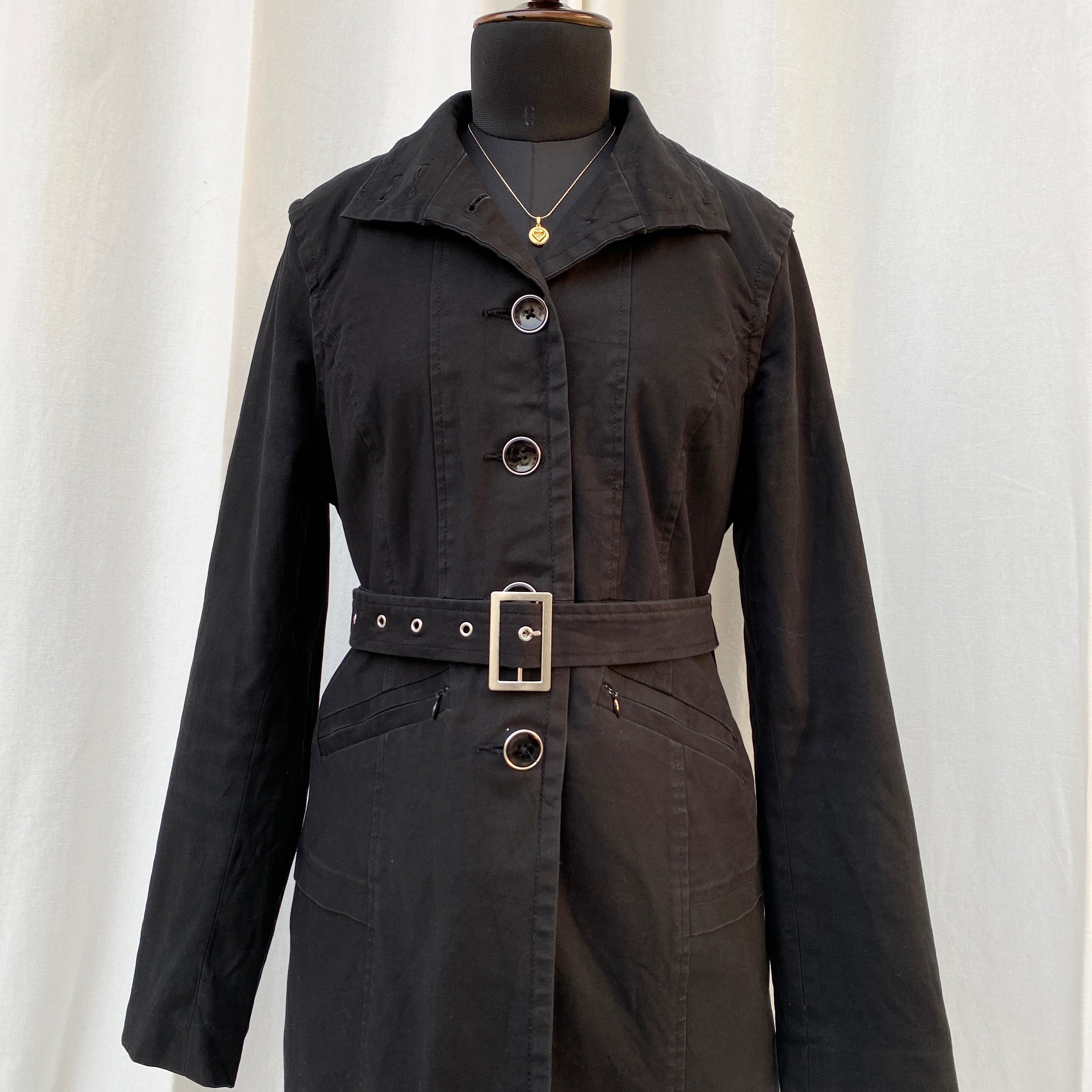 BLACK TRENCH COAT (XS/S/M Adjustable)