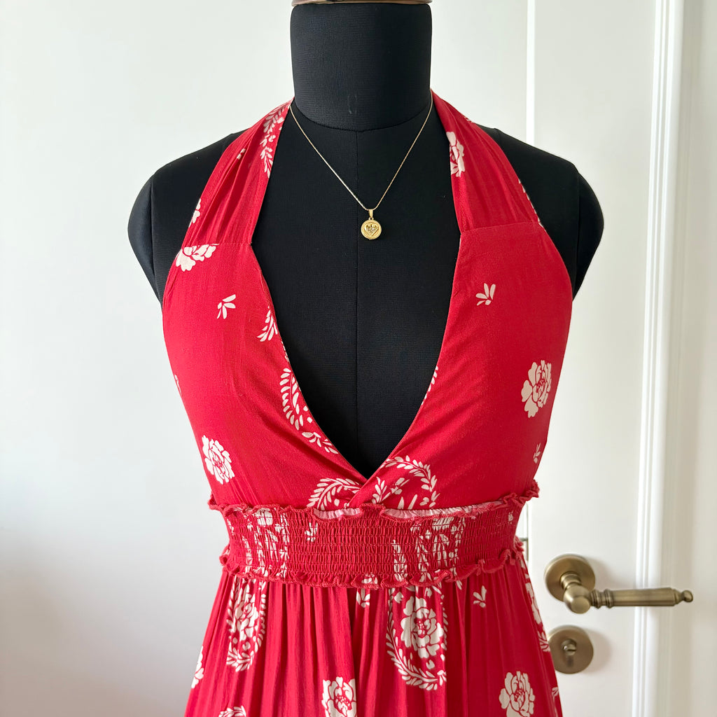 RED HALTER MAXI DRESS (Multiple sizes available)