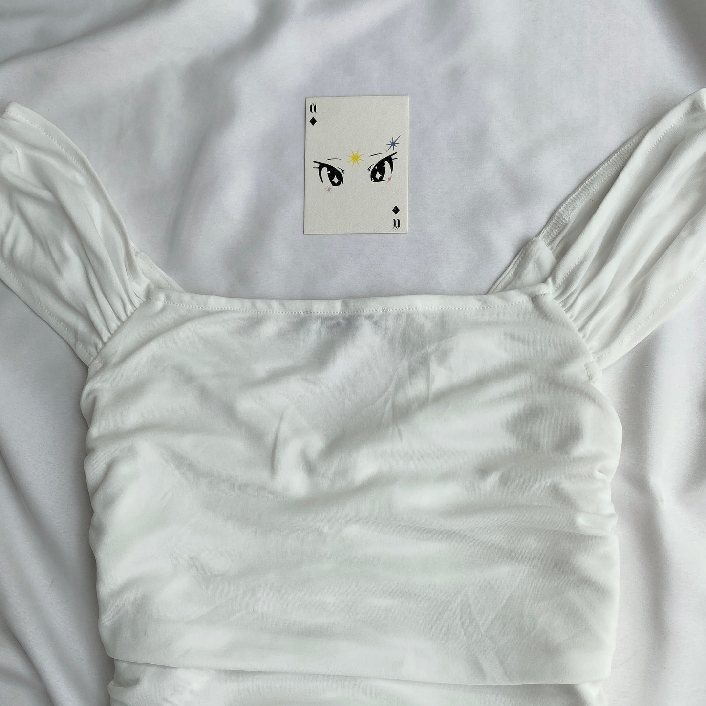 WHITE RUCHED TOP FROM ZARA (Bust : 32-34, Upper Waist : 26-30)