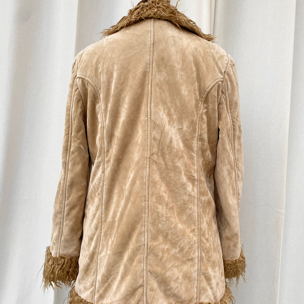 BEIGE FAUX FUR JACKET (Fits XS/S/M)