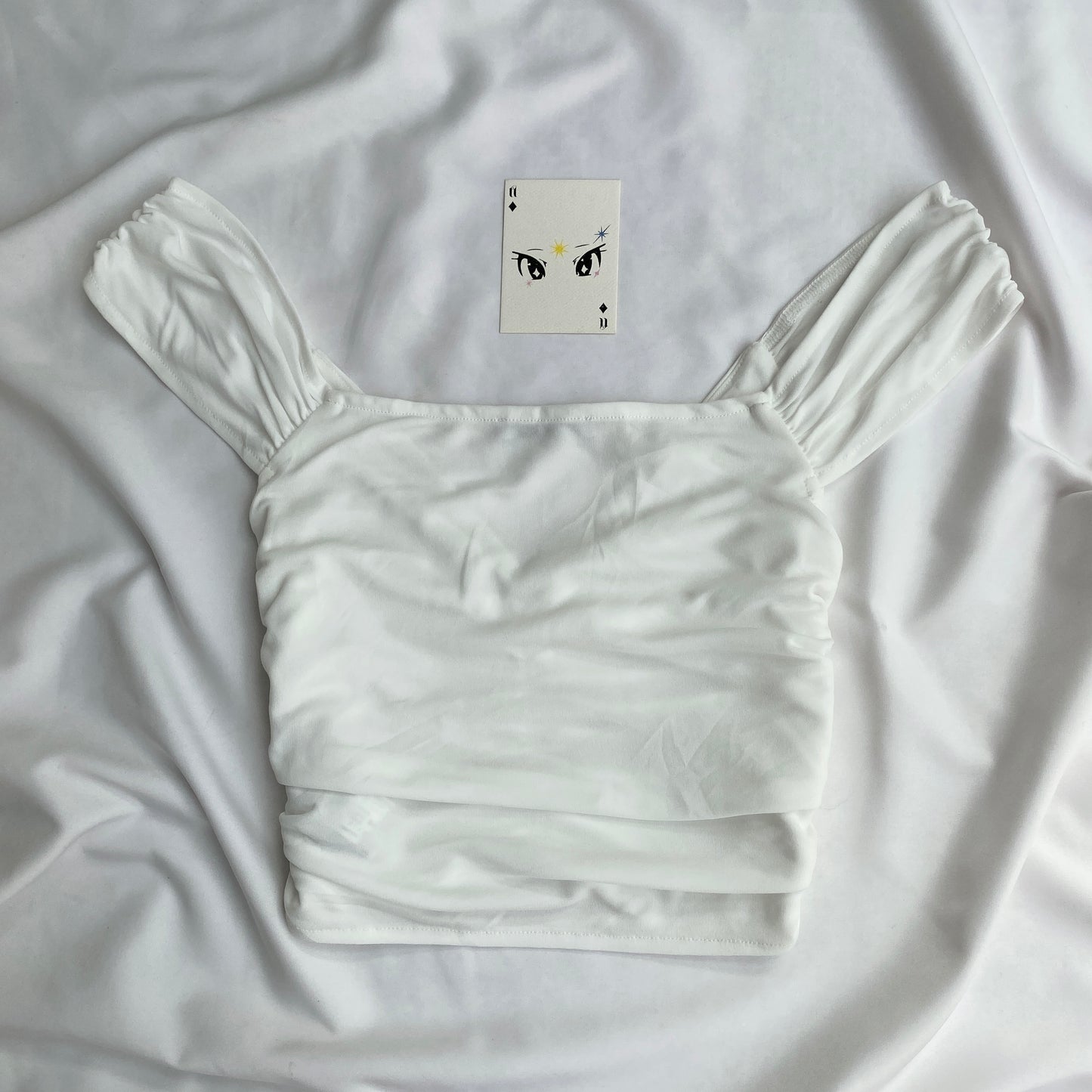 WHITE RUCHED TOP FROM ZARA (Bust : 32-34, Upper Waist : 26-30)