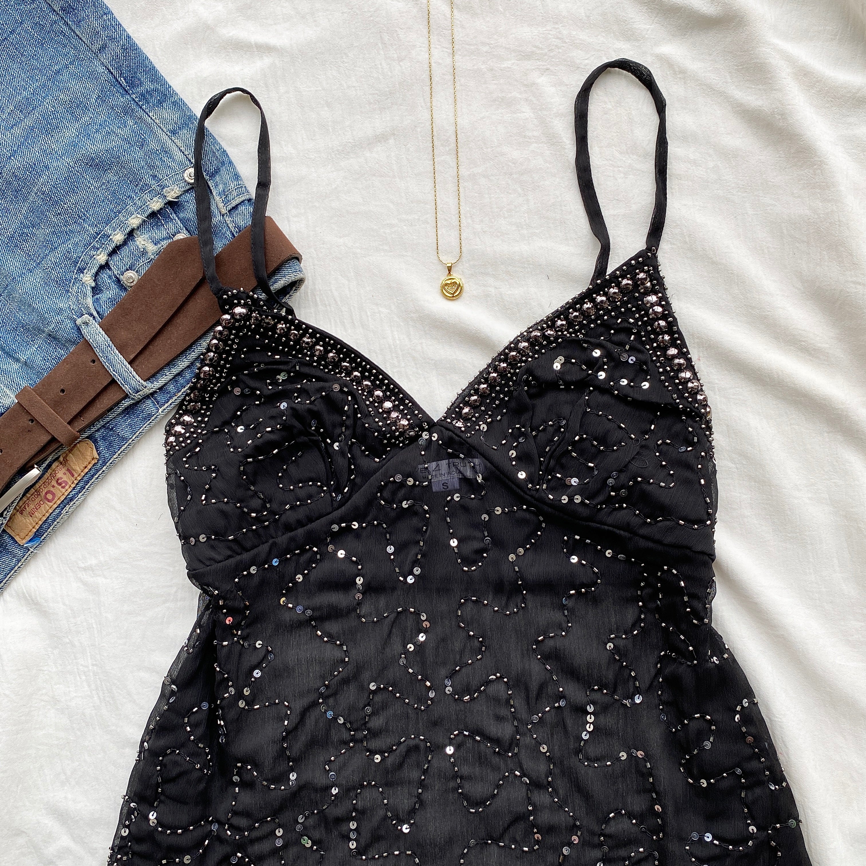 BLACK EMBELLISHED TOP (Sizes available)