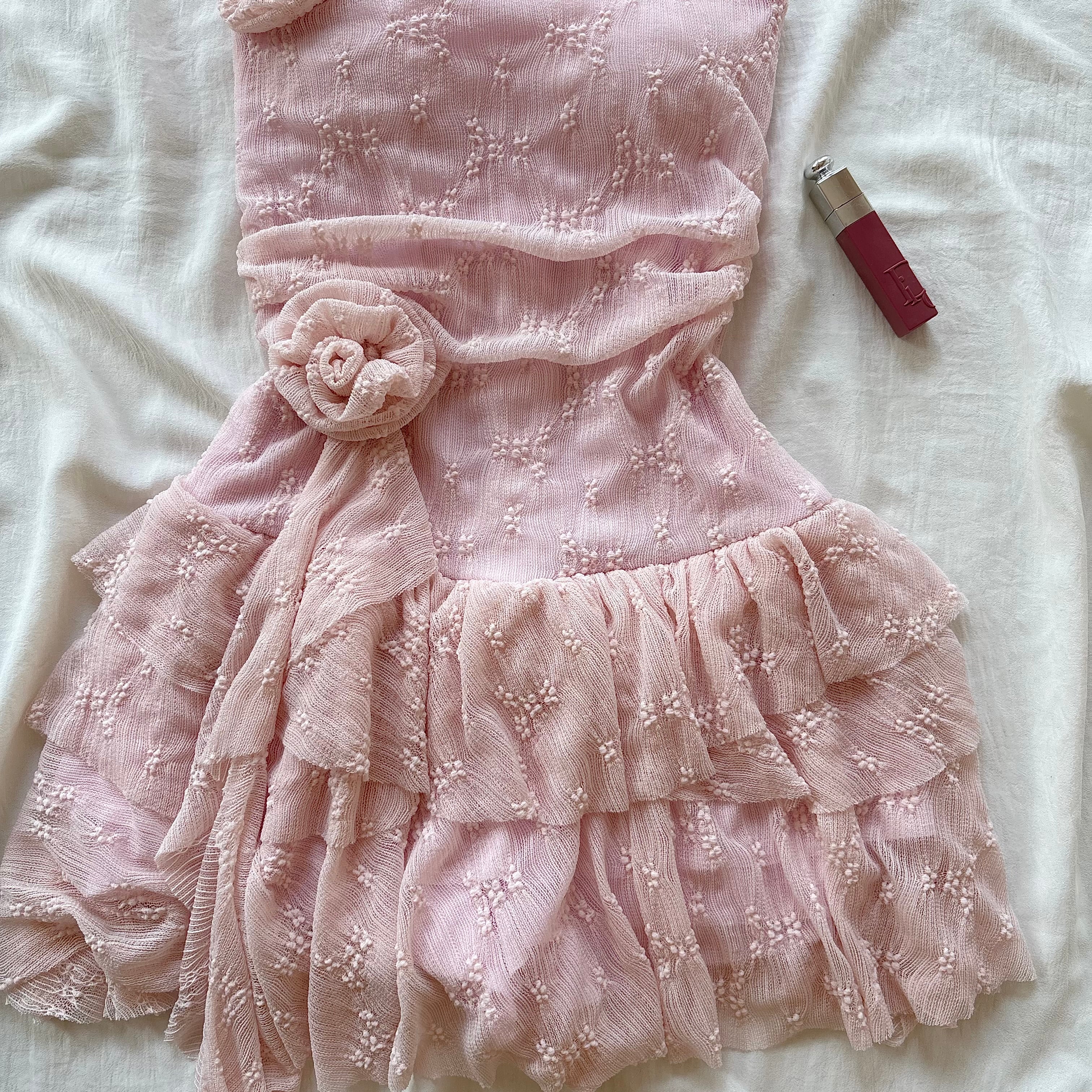 ROSE DRESS IN PINK (Bust : 28-32, Upper Waist : 22-28)