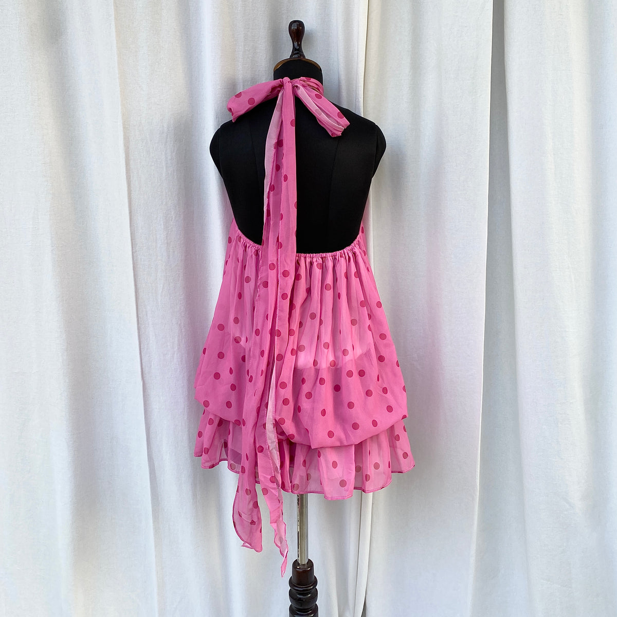 PINK POLKA DOT DRESS (Bust : 28-34, Upper Waist : 23-29)