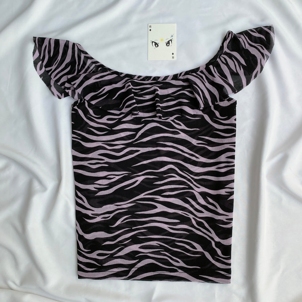 ZEBRA PRINT OFF SHOULDER TOP (Bust : 34-36, Upper Waist : 30-36)