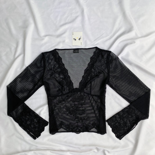 BLACK EMBELLISHED LACE TOP (Bust : 34-38, Upper Waist : 29-36)