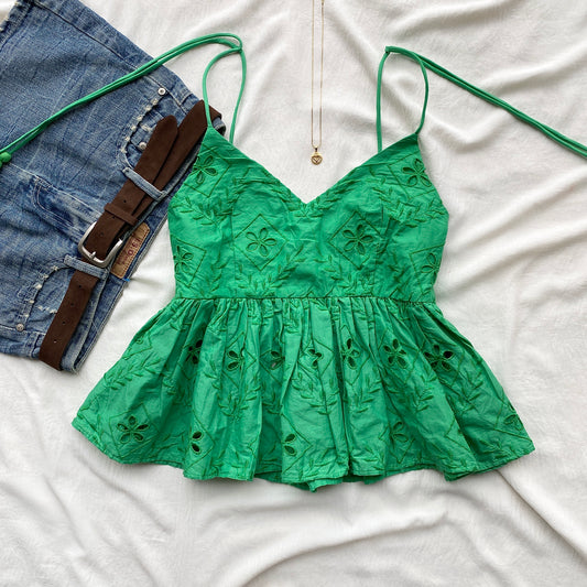GREEN EYELET TOP FROM HM (Sizes available)