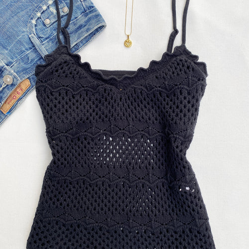 BLACK CROCHET TOP FROM ABERCROMBIE AND FITCH (Bust : 30-34, Upper Waist : 28-34)