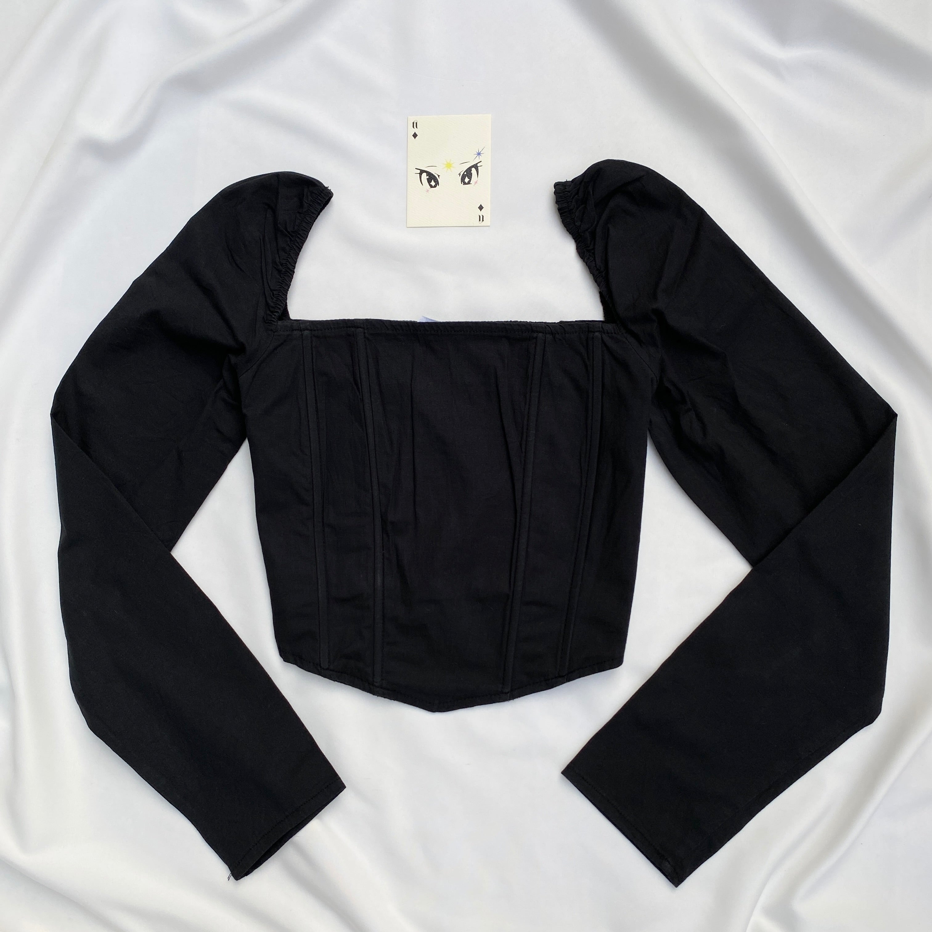 BLACK FULL SLEEVED CORSET FROM BERSHKA (Bust : 30-34, Upper Waist : 26-30)