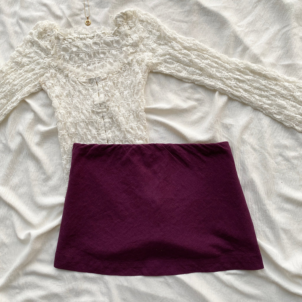 PURPLE MINI SKIRT FROM FREE PEOPLE (Waist : 32-36)
