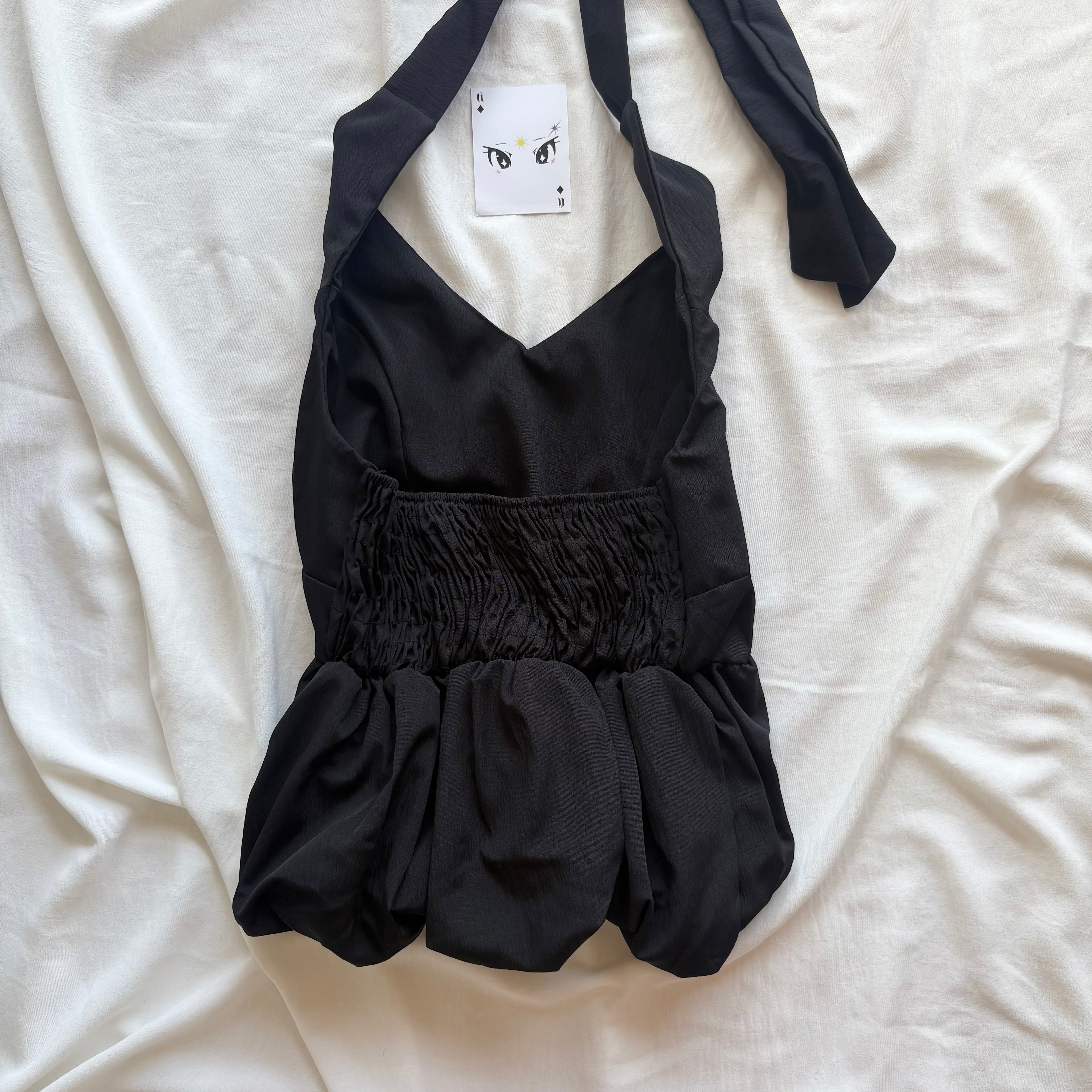 BUBBLE HALTER TOP IN BLACK (Bust : 32-34, Upper Waist : 24-28)