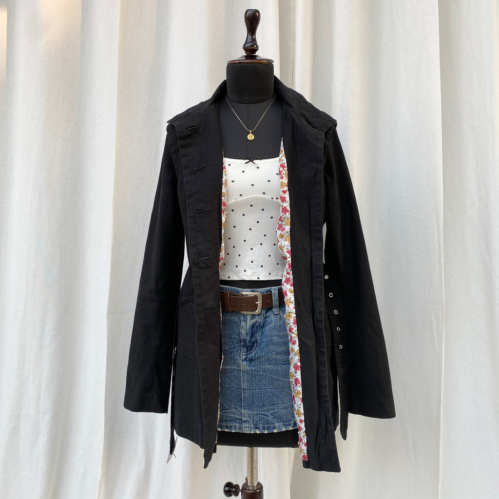 BLACK TRENCH COAT (XS/S/M Adjustable)