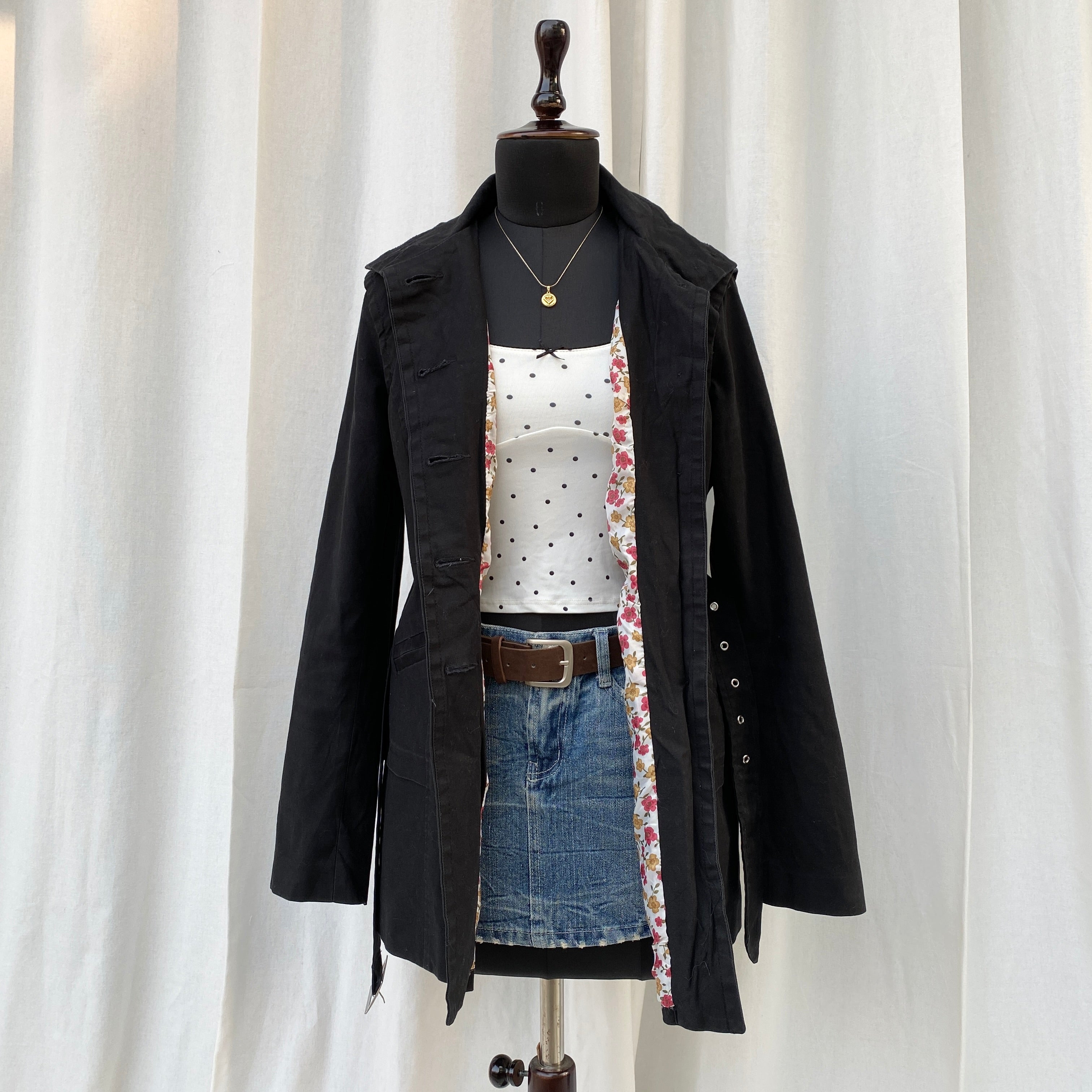 BLACK TRENCH COAT (XS/S/M Adjustable)