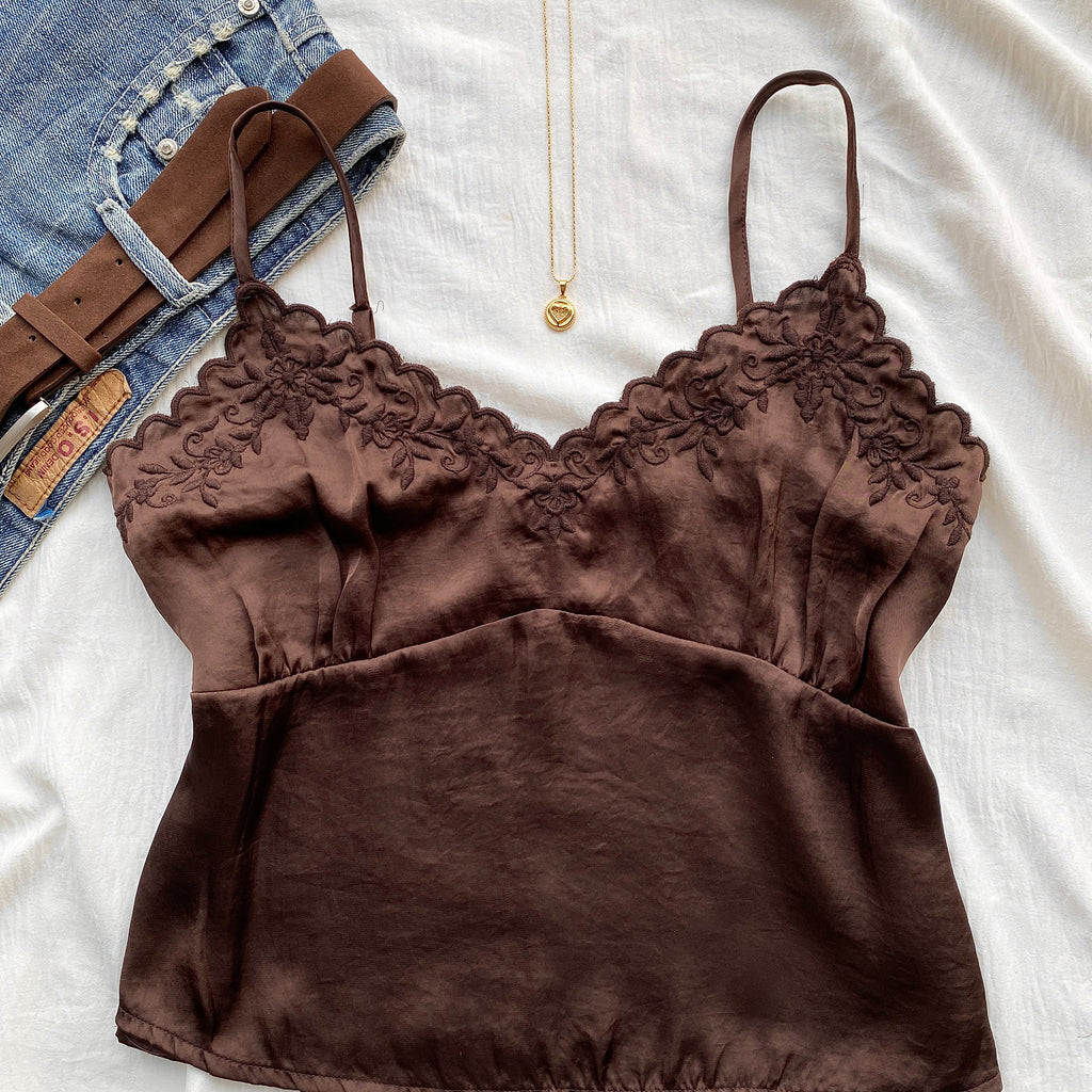BROWN SATIN CAMI TOP (Bust : 34-36, Upper Waist : 28-34)