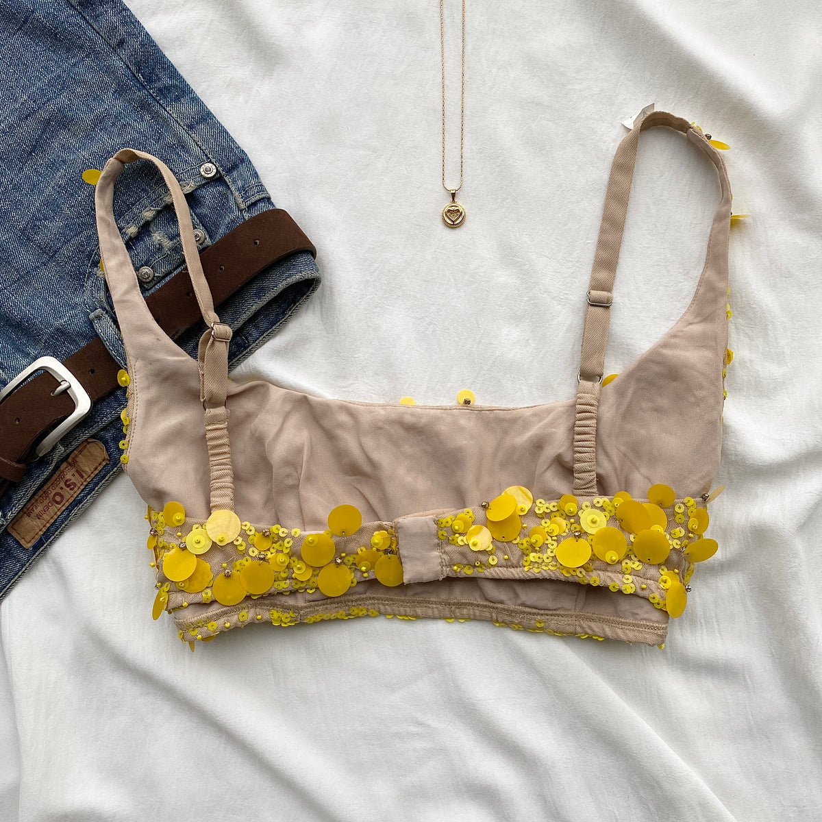 YELLOW SEQUINNED BRALETTE (Bust : 32-34)
