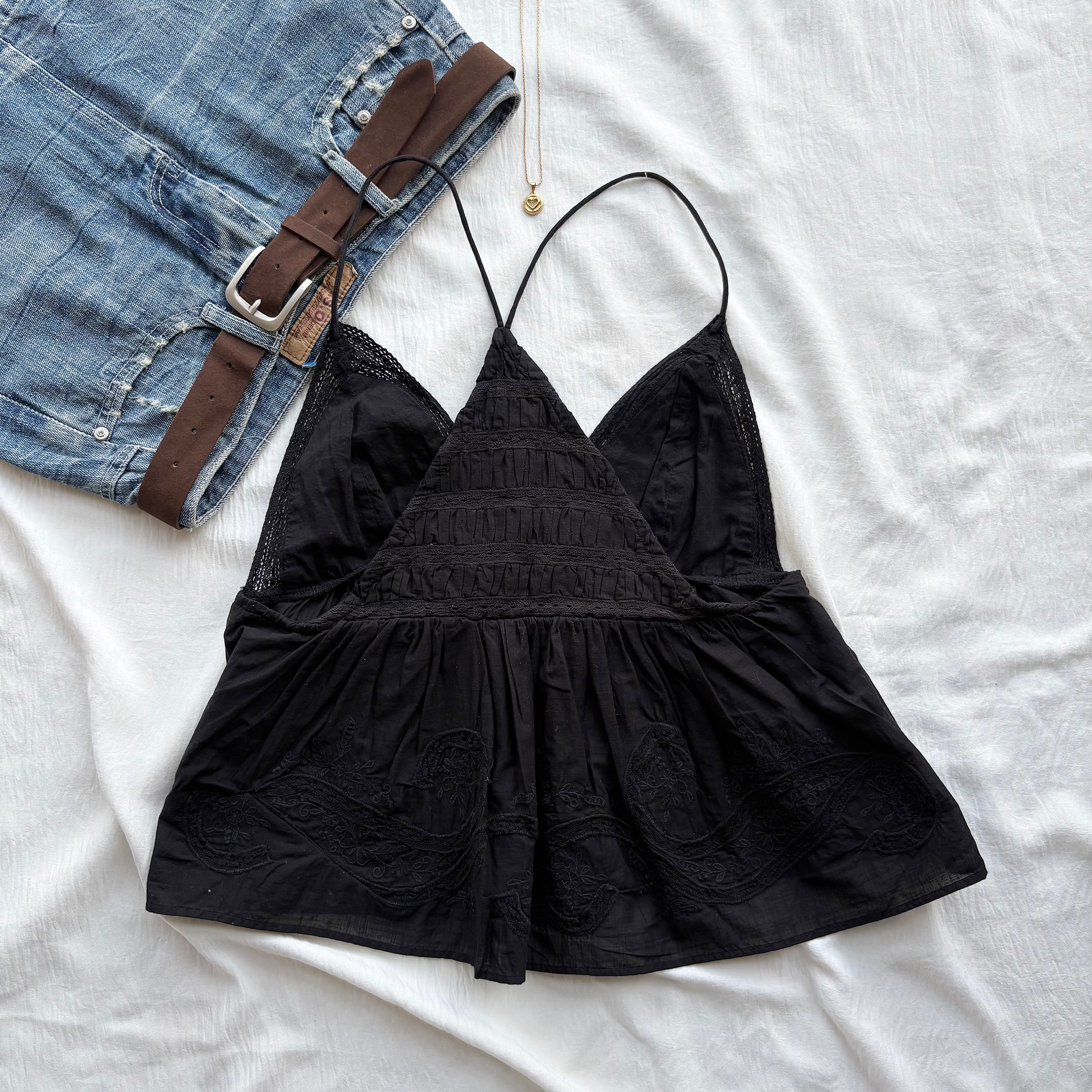 BLACK EMBROIDERED TOP FROM ZARA (34-36, Upper Waist : 28-32)