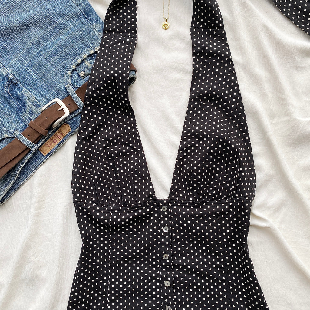 POLKA DOT HALTER TOP FROM FREE PEOPLE (Bust : 34-38, Upper Waist : 30-34)