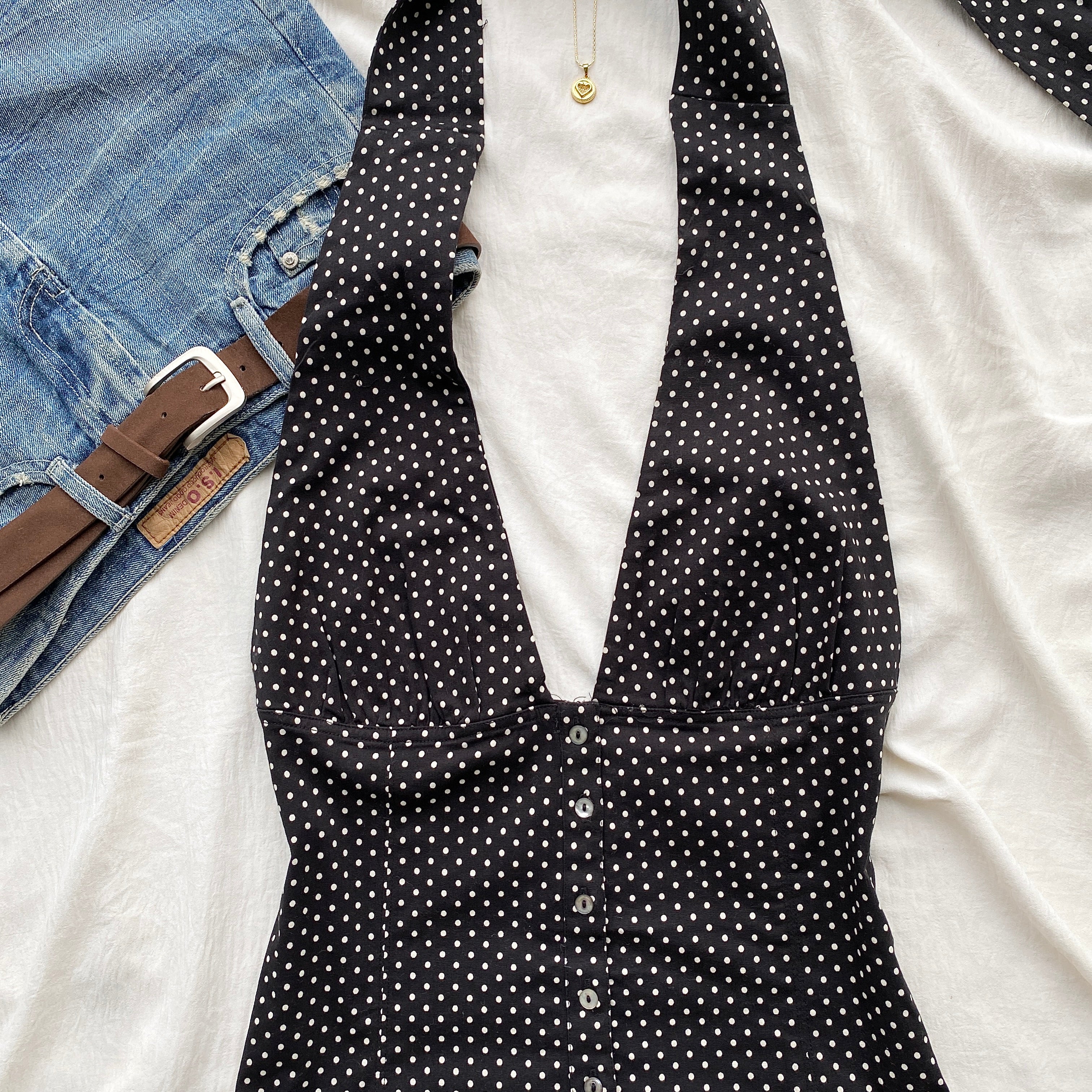 POLKA DOT HALTER TOP FROM FREE PEOPLE (Bust : 34-38, Upper Waist : 30-34)
