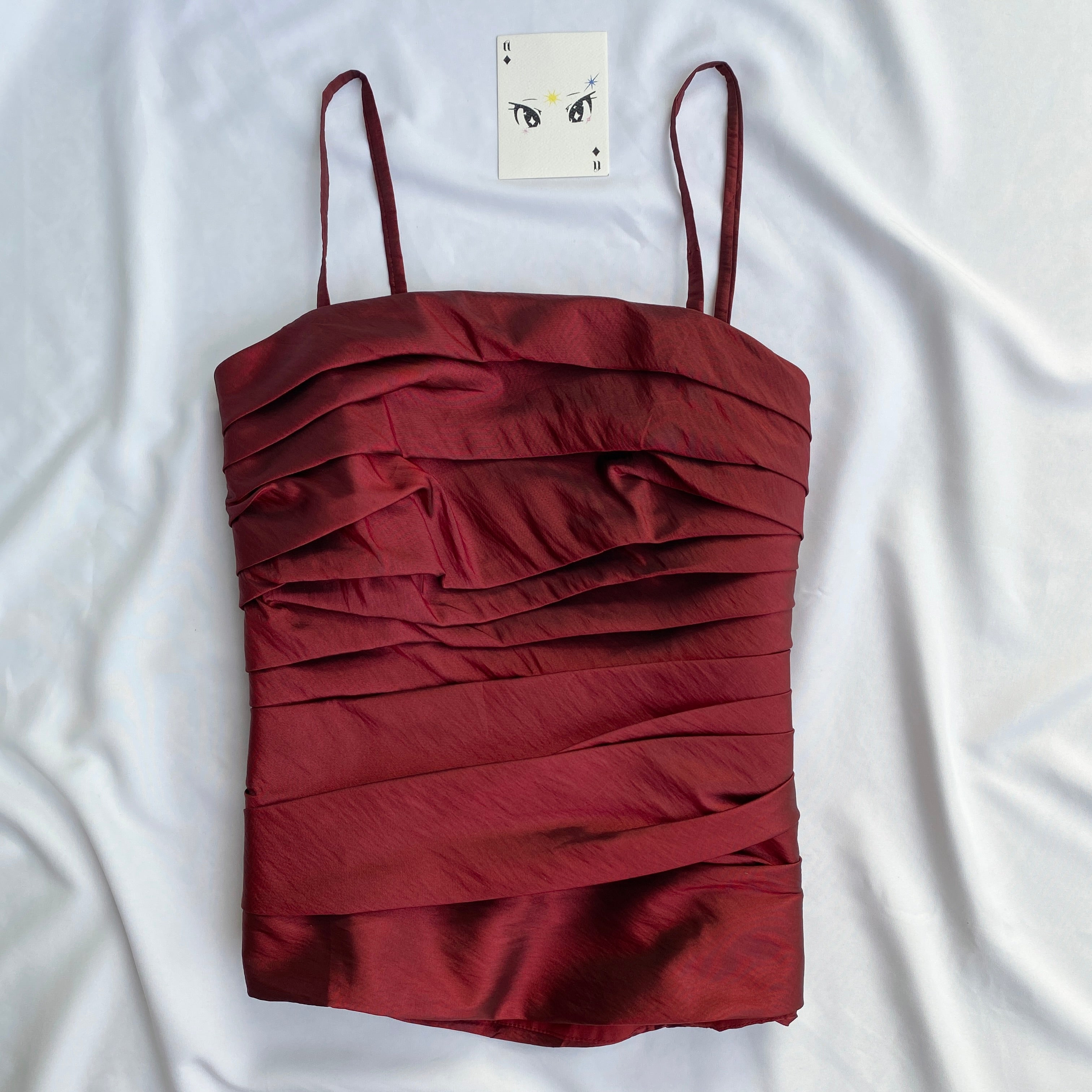 RED RUCHED CORSET (Bust : 32-34, Upper Waist : 28-30)