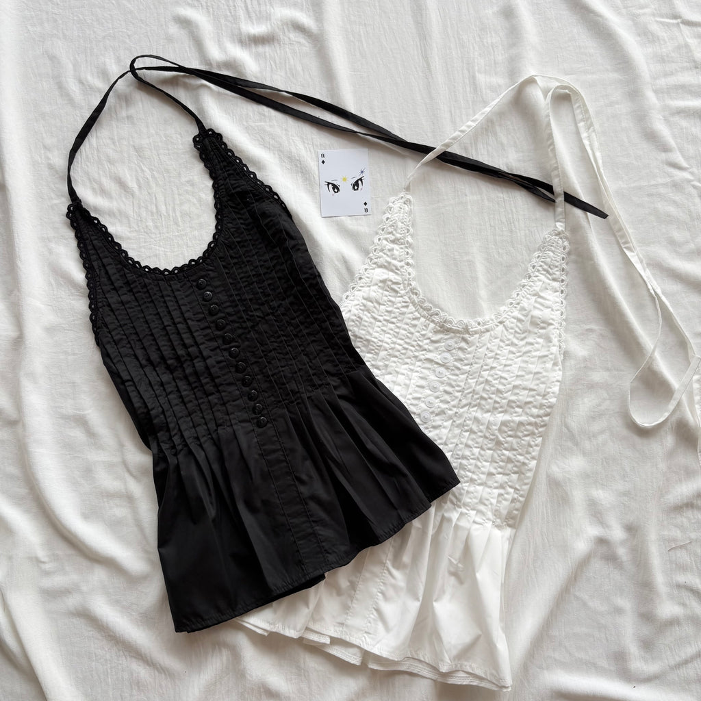 WHITE HALTER TOP  (Bust : 30-34, Upper Waist : 24-28)