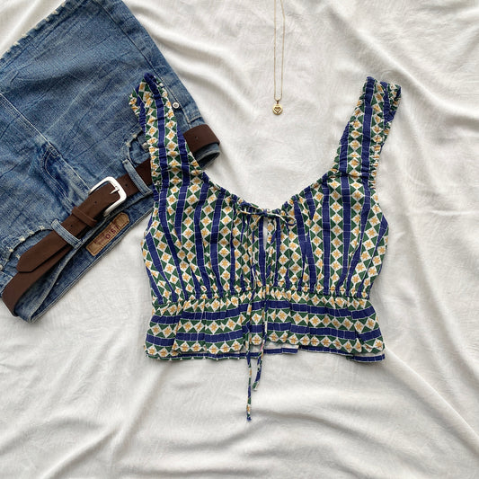 BLUE CROP TOP (Bust : 34-36, Upper Waist : 28-34)