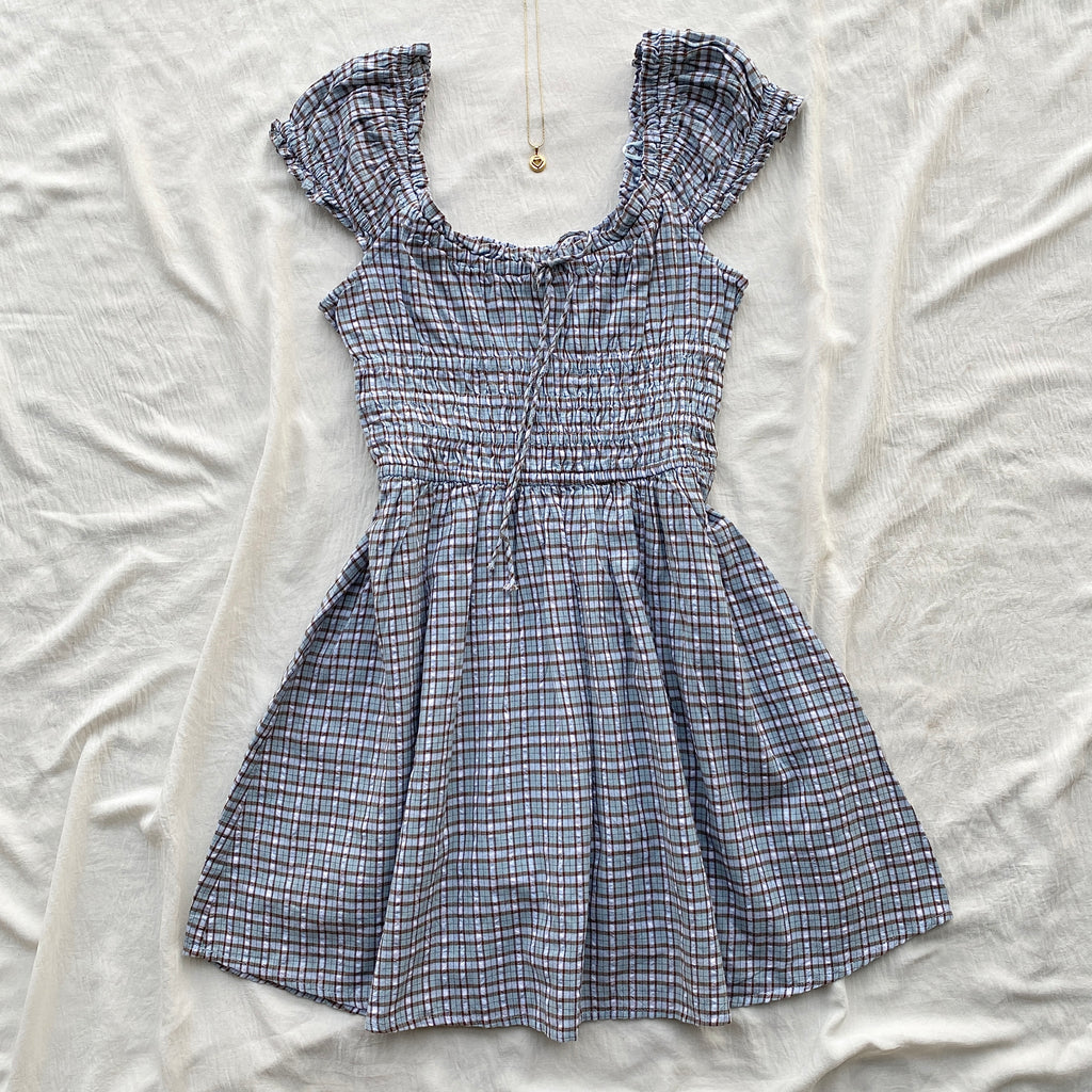 PLAID DRESS IN BLUE FROM COTTON ON (Bust : 30-34, Upper Waist : 26-32)