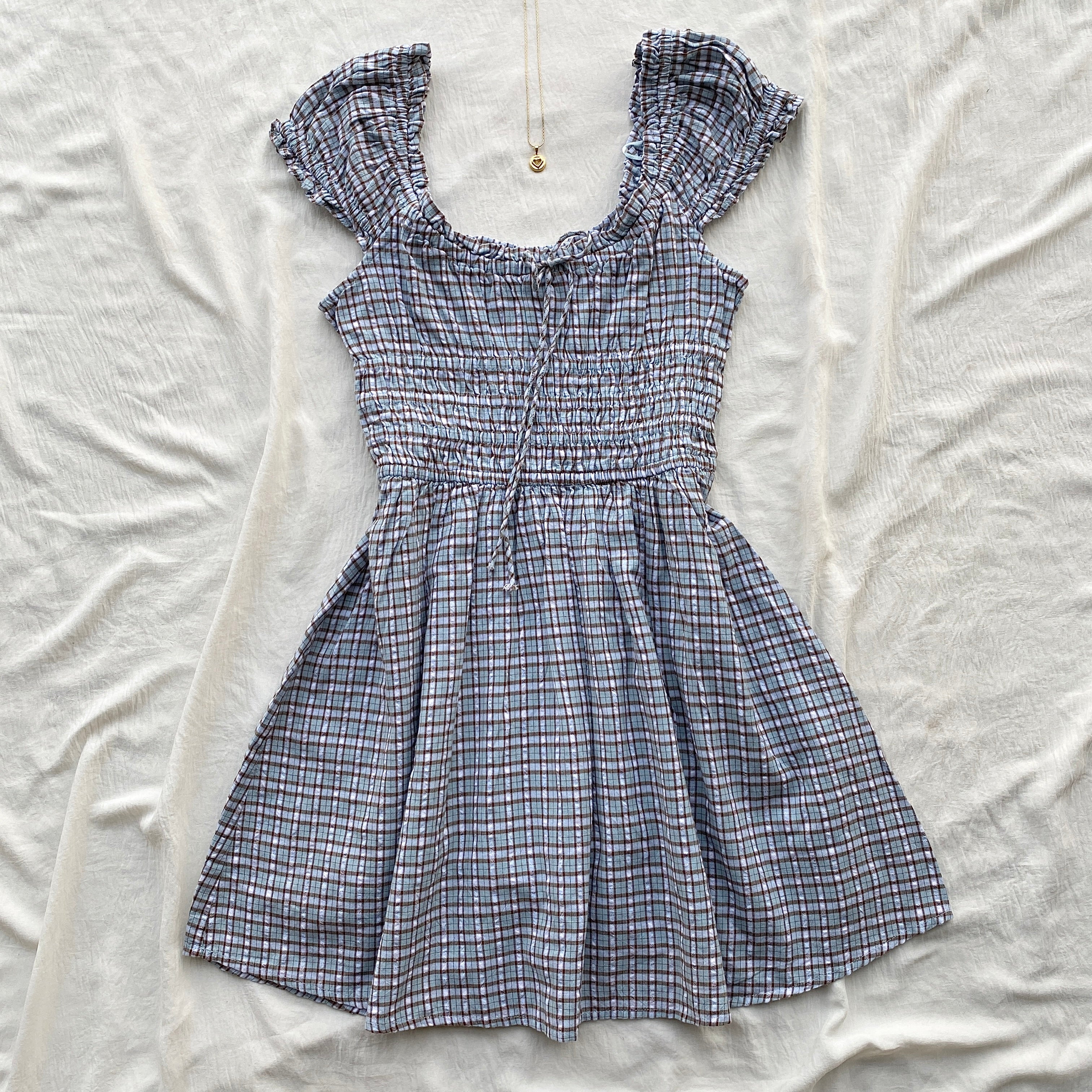 PLAID DRESS IN BLUE FROM COTTON ON (Bust : 30-34, Upper Waist : 26-32)