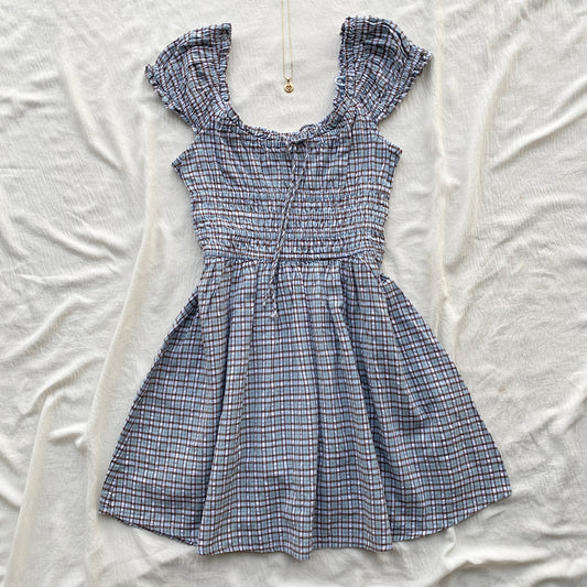 PLAID DRESS IN BLUE FROM COTTON ON (Bust : 30-34, Upper Waist : 26-32)