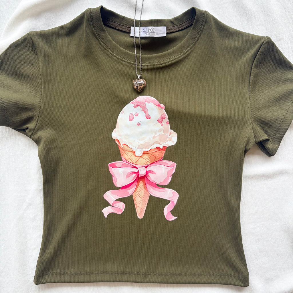 GREEN ICE CREAM BABY TEE