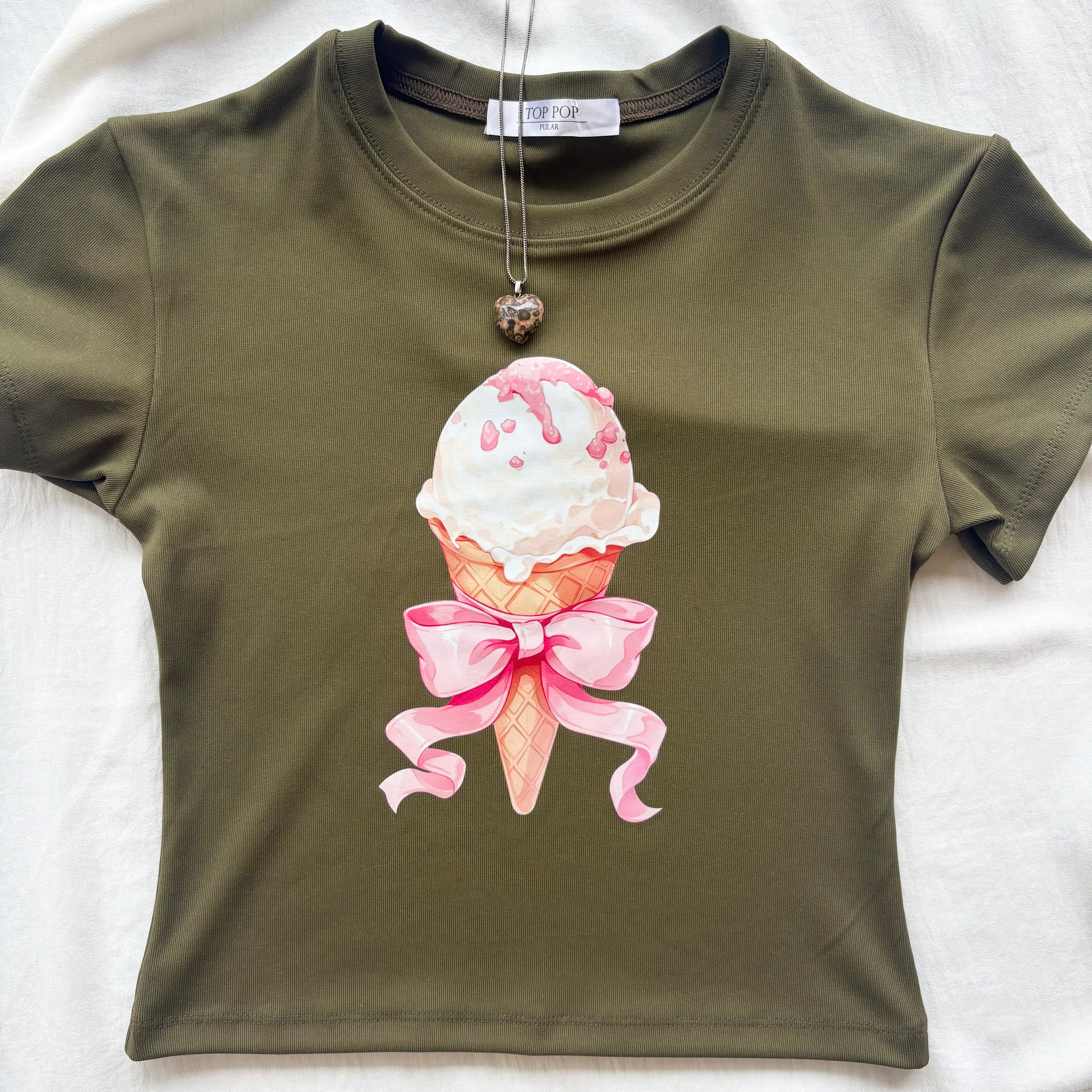 GREEN ICE CREAM BABY TEE