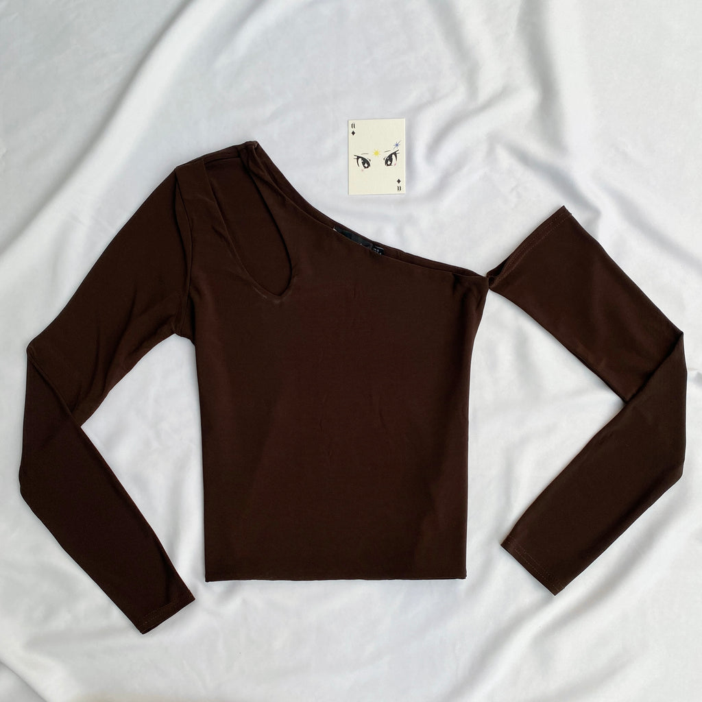 BROWN ONE SHOULDER TOP (Bust : 34-36, Upper Waist : 30-32)