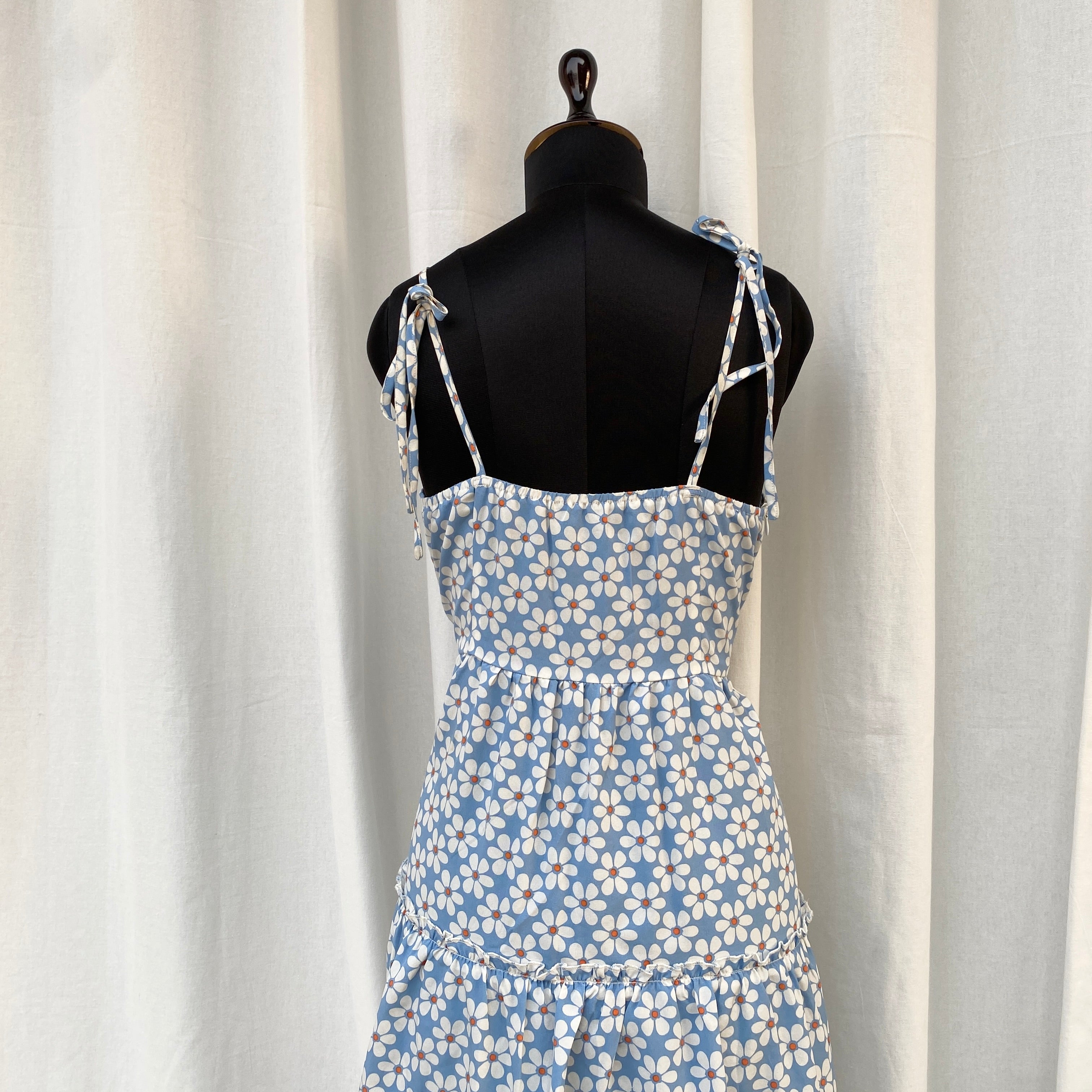 BLUE FLORAL DRESS (Bust : 34-36, Upper Waist : 30-34)