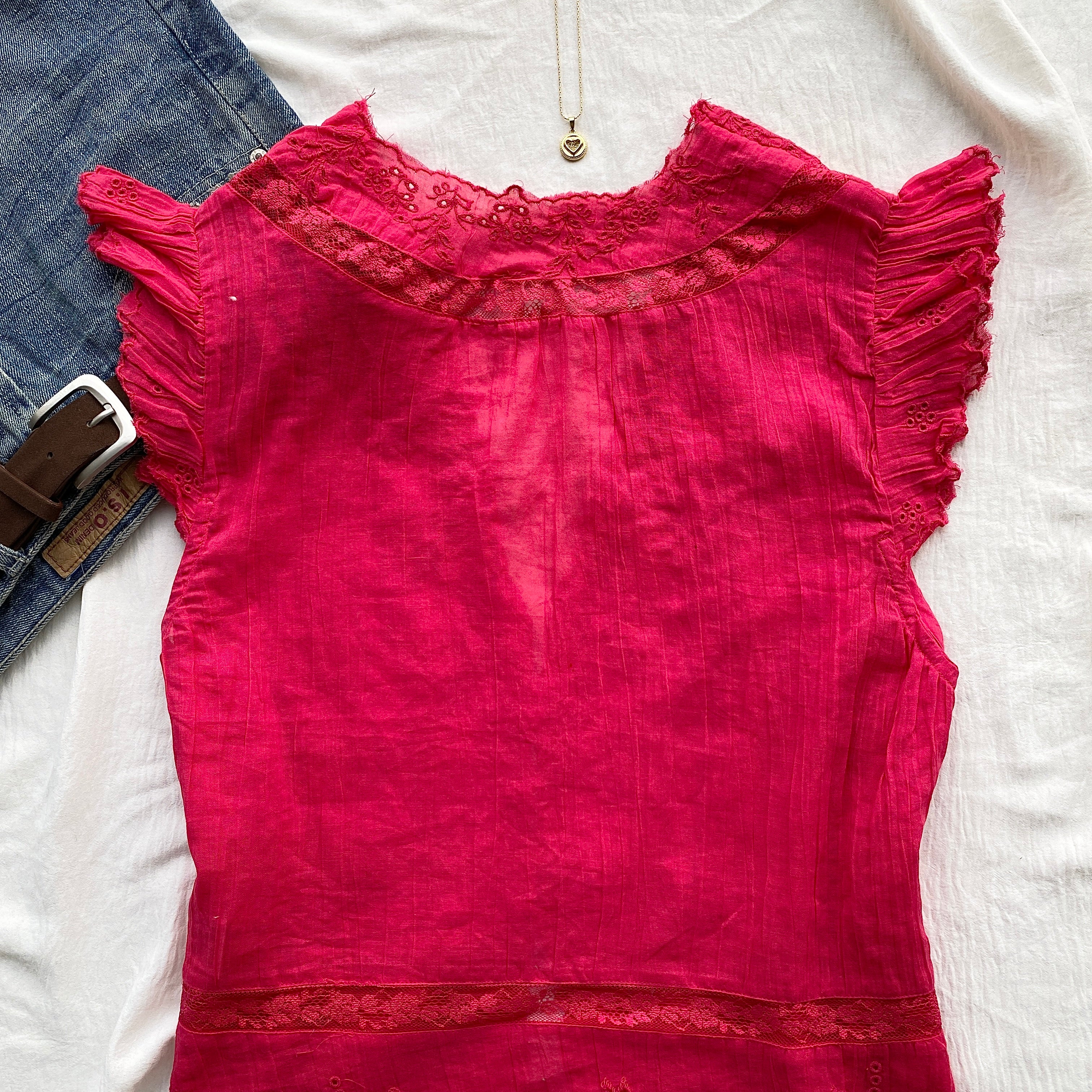 RED LACE TOP FROM FREE PEOPLE (Bust : 38-40, Upper Waist : 32-38)