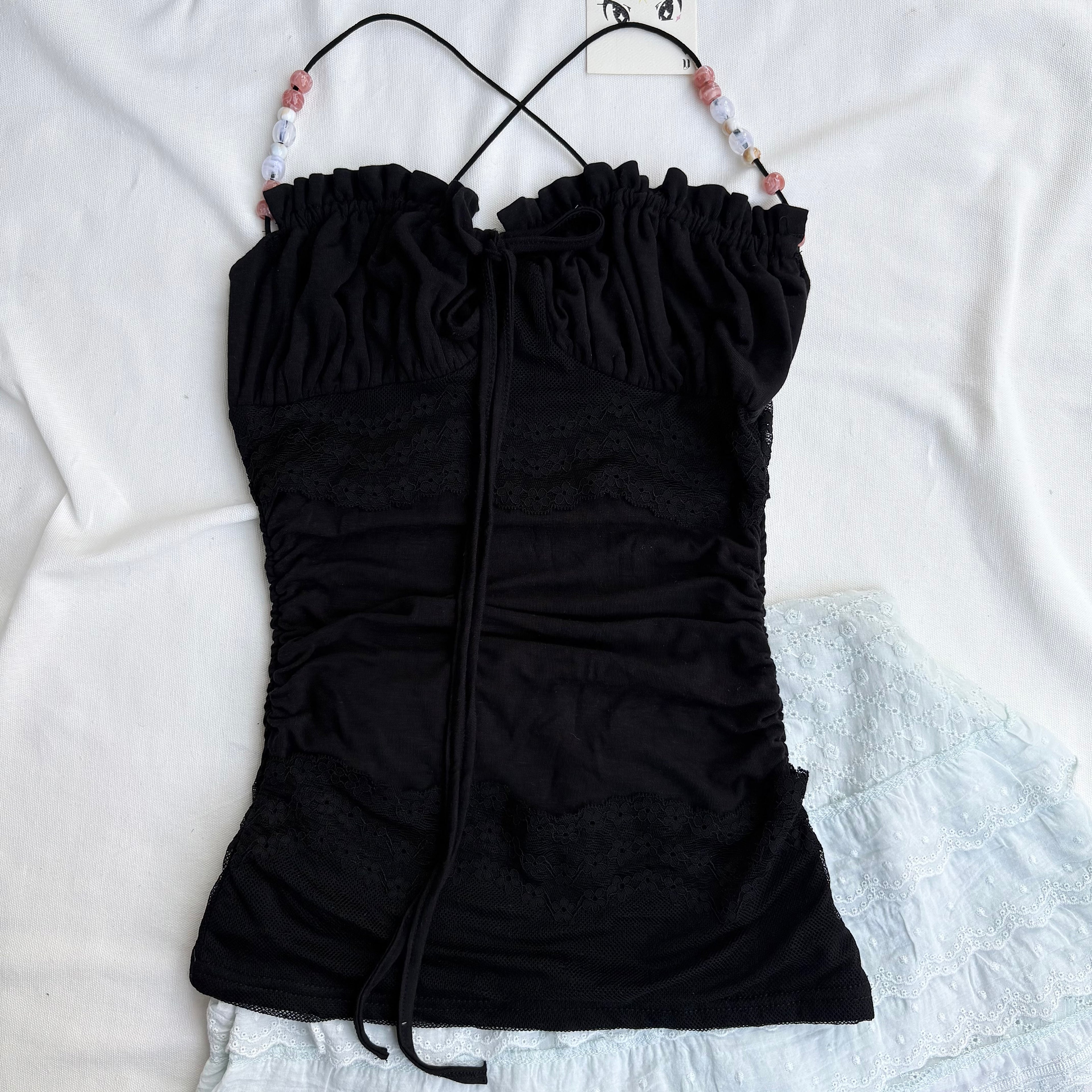 BLACK BEADED TOP (Bust : 28-34, Upper Waist : 22-28)