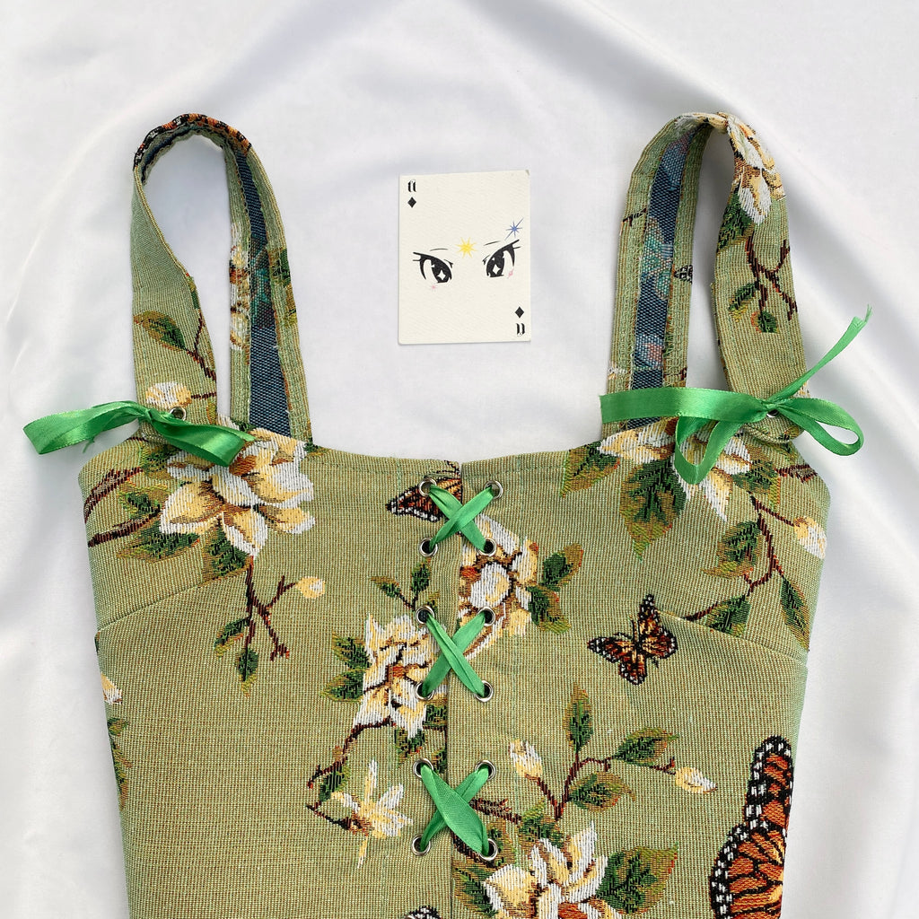 GREEN BUTTERFLY CORSET (Bust : 30-34, Upper Waist : 26-28)