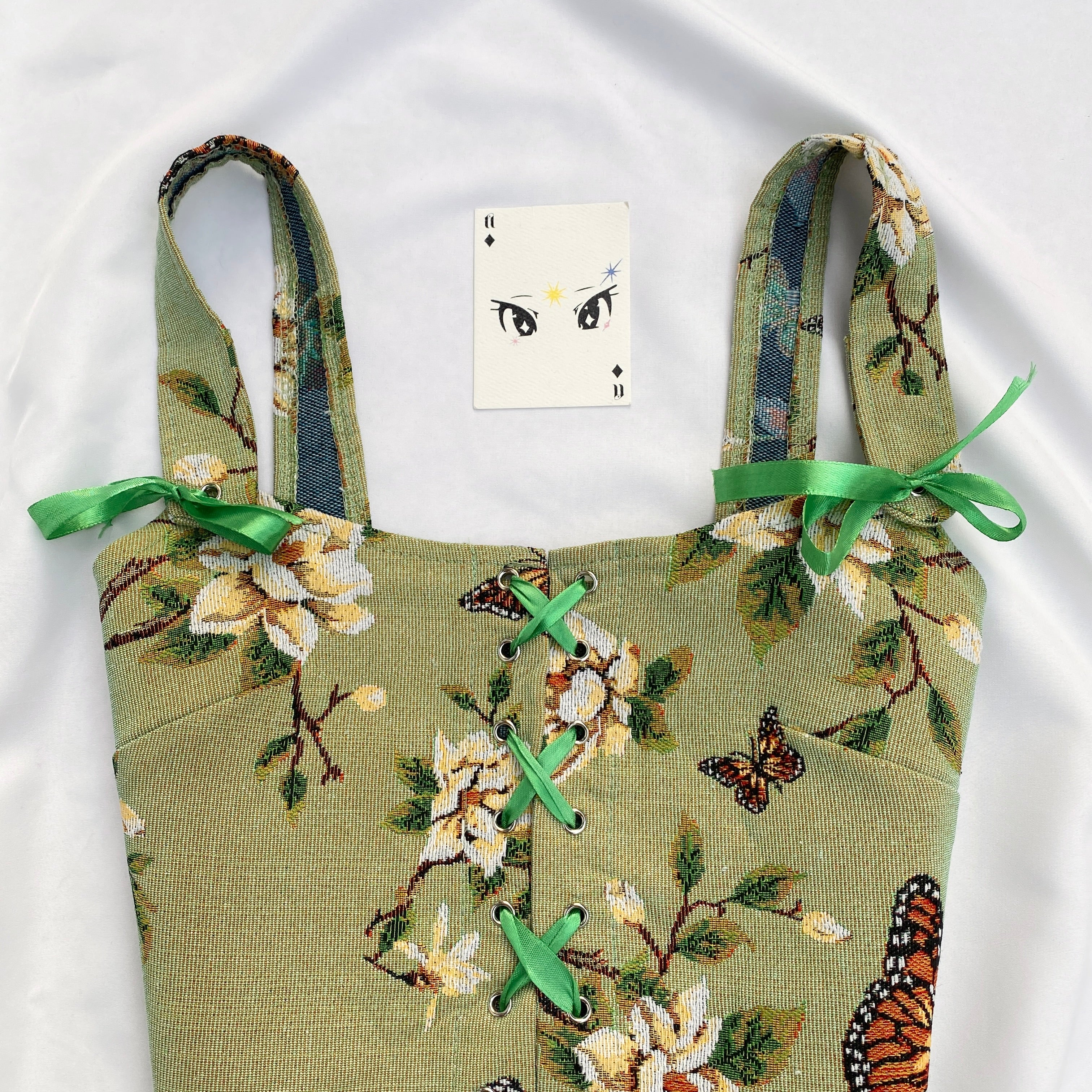 GREEN BUTTERFLY CORSET (Bust : 30-34, Upper Waist : 26-28)