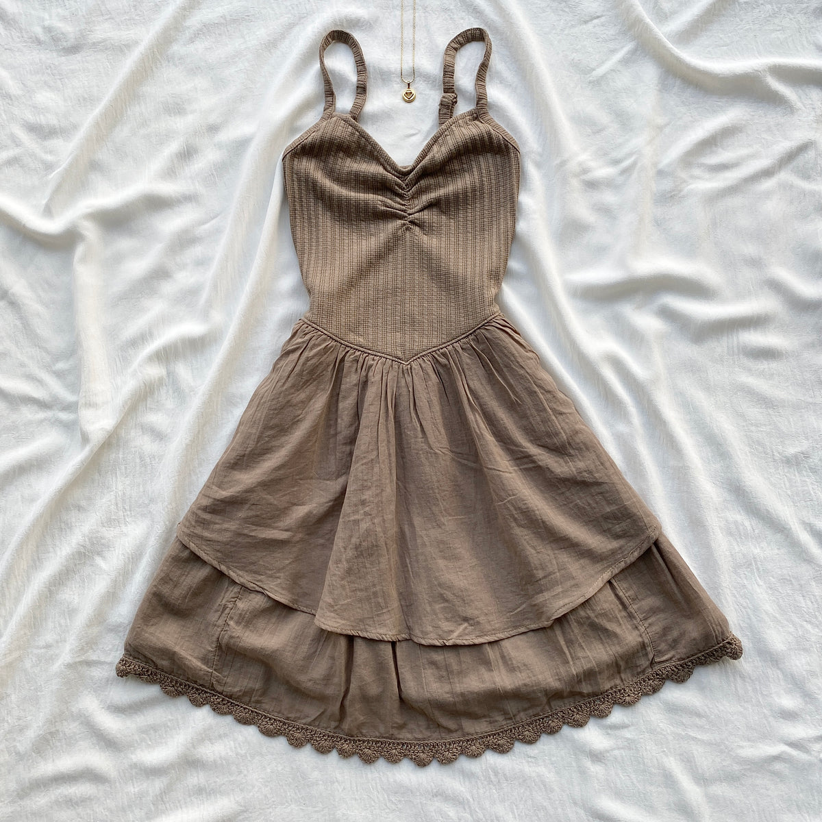 FIT AND FLARE DRESS IN BROWN (Bust : 28-32, Upper Waist : 23-28)