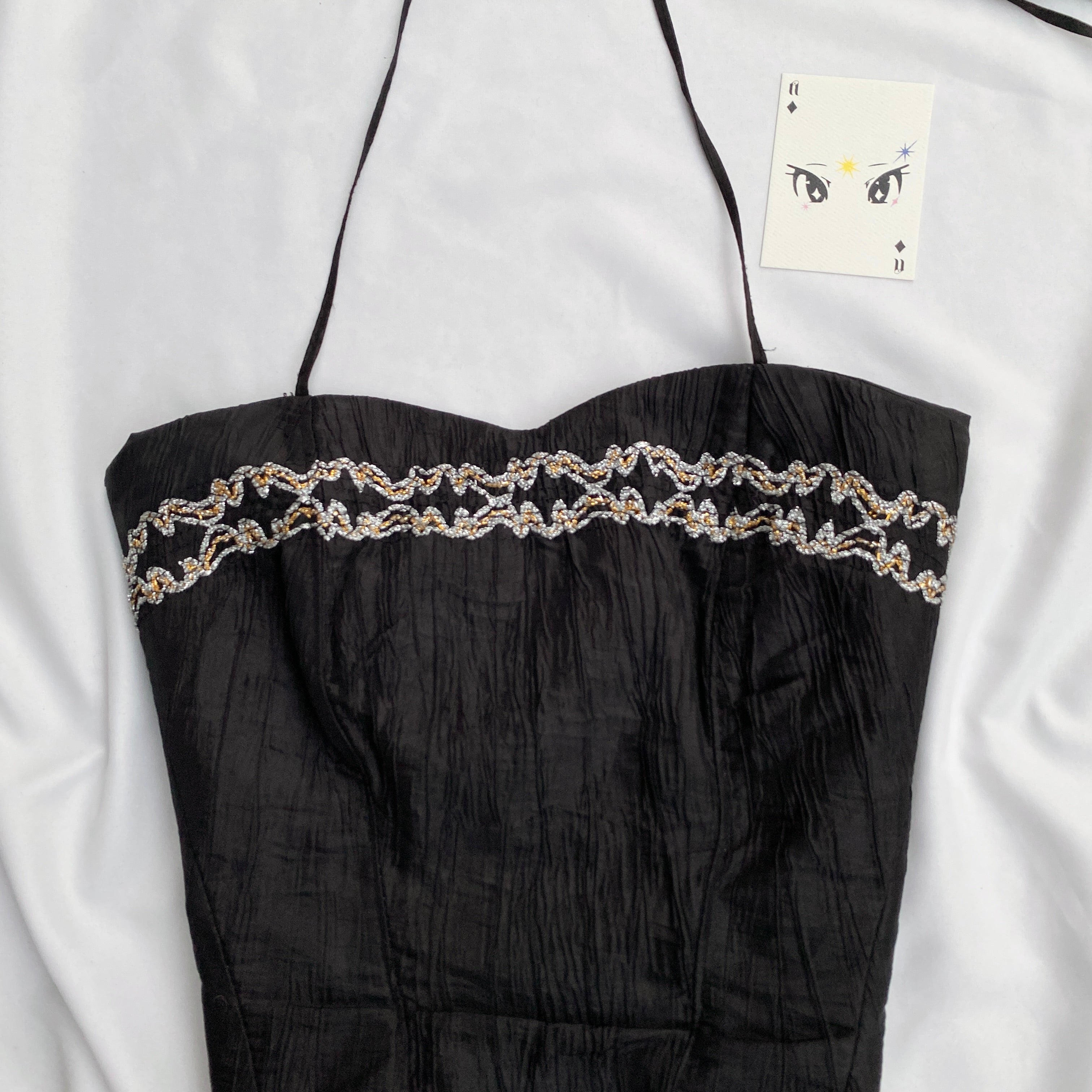 BLACK HALTER EMBELLISHED CORSET (Bust : 28-32, Upper Waist : 24-28)