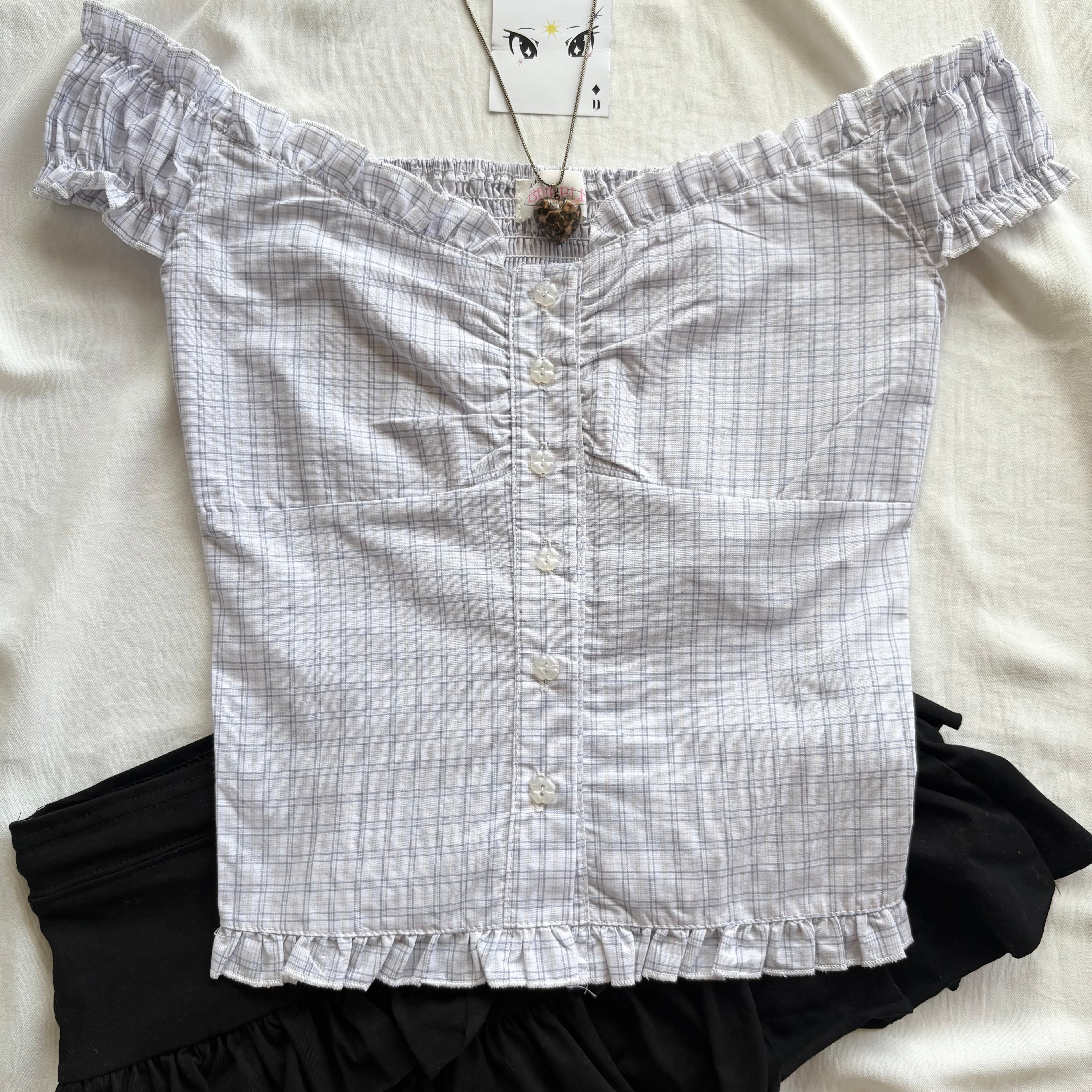 WHITE ON/OFF SHOULDER TOP (Bust : 28-32, Upper Waist : 23-26)