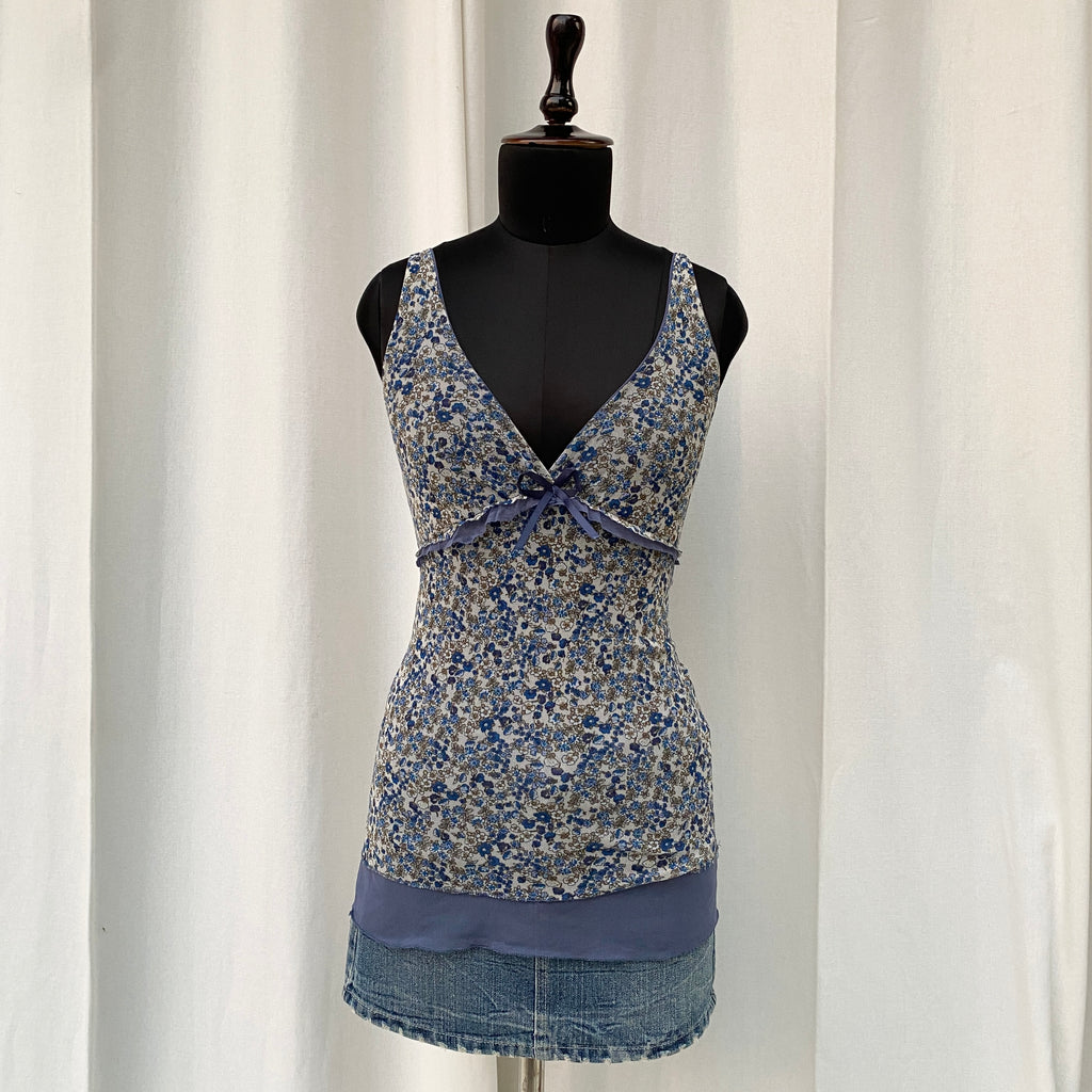 Y2K FLORAL TANK (Bust : 28-32, Upper Waist : 22-26)