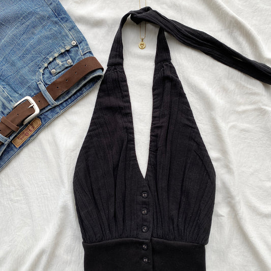 BLACK HALTER TOP FROM FREE PEOPLE (Bust : 32-34, Upper Waist : 24-28)