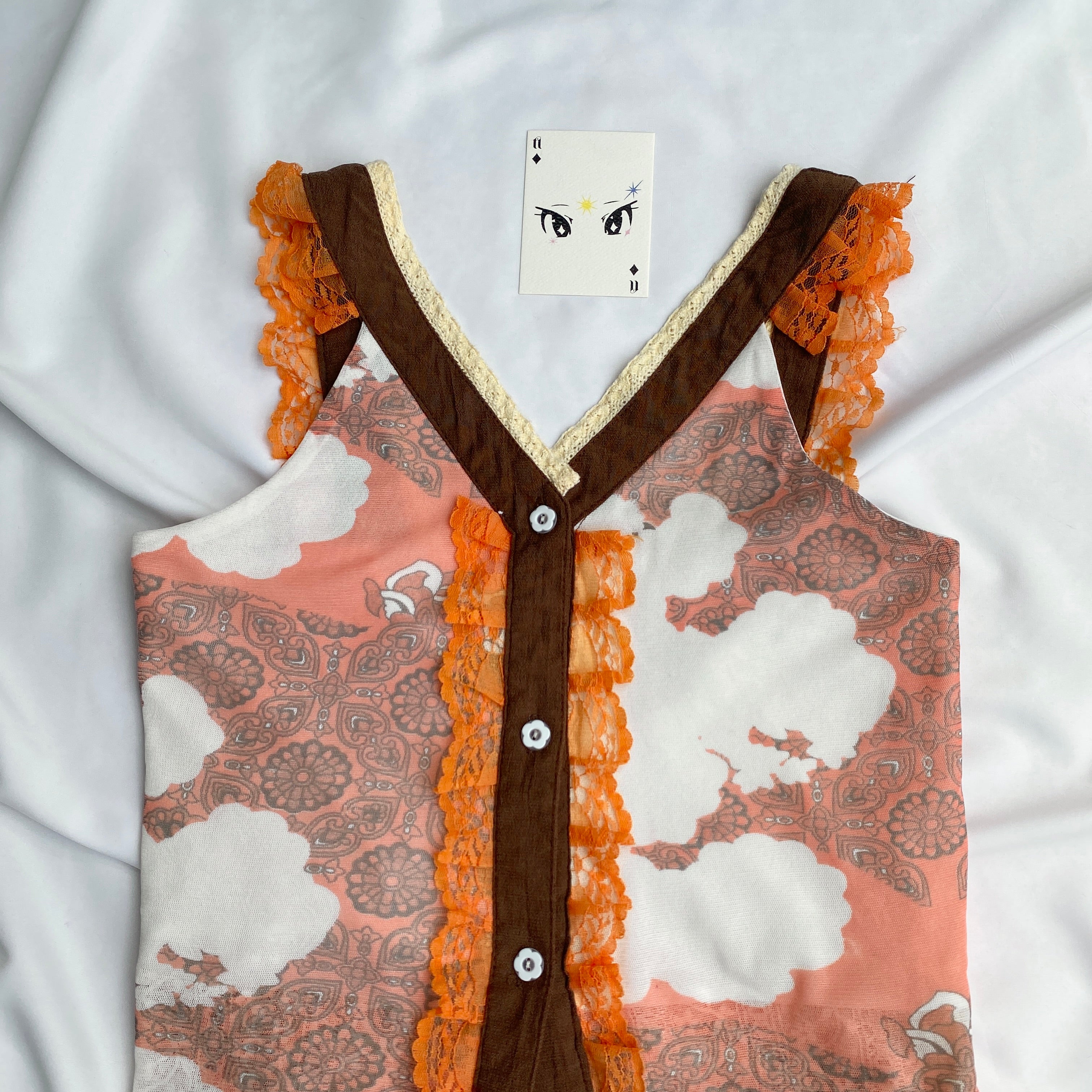 ORANGE BUTTON DOWN TOP (Bust : 34-38, Upper Waist : 29-36)