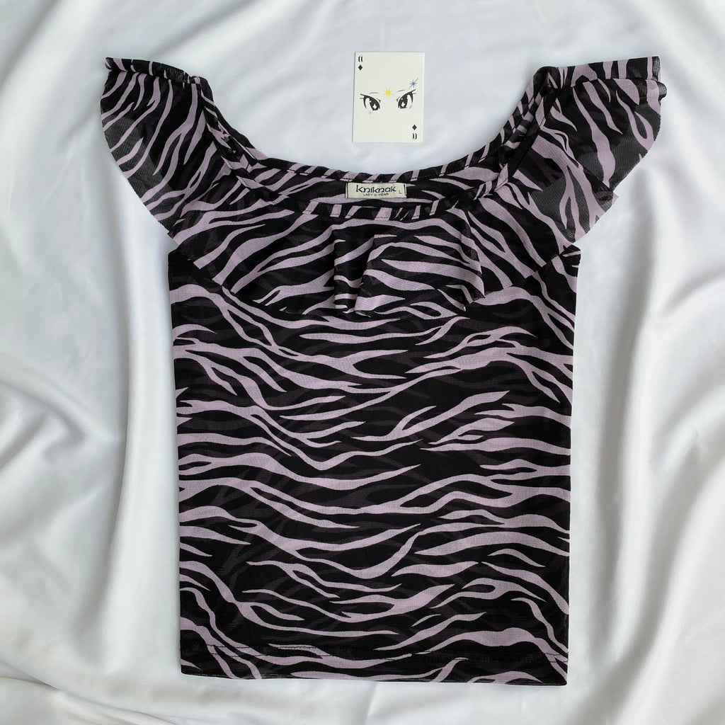 ZEBRA PRINT OFF SHOULDER TOP (Bust : 34-36, Upper Waist : 30-36)