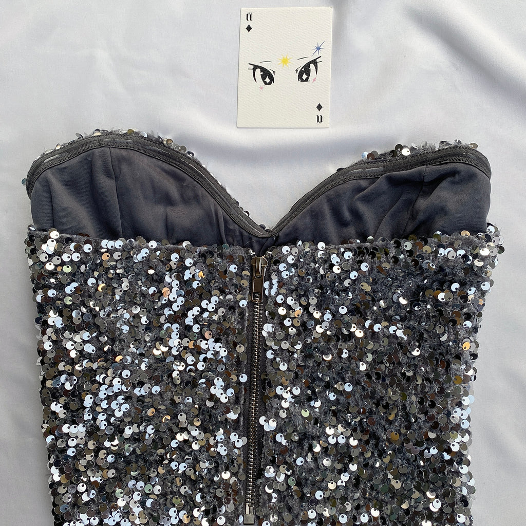 GREY SEQUINNED TOP (Bust : 30-34, Upper Waist : 24-28)