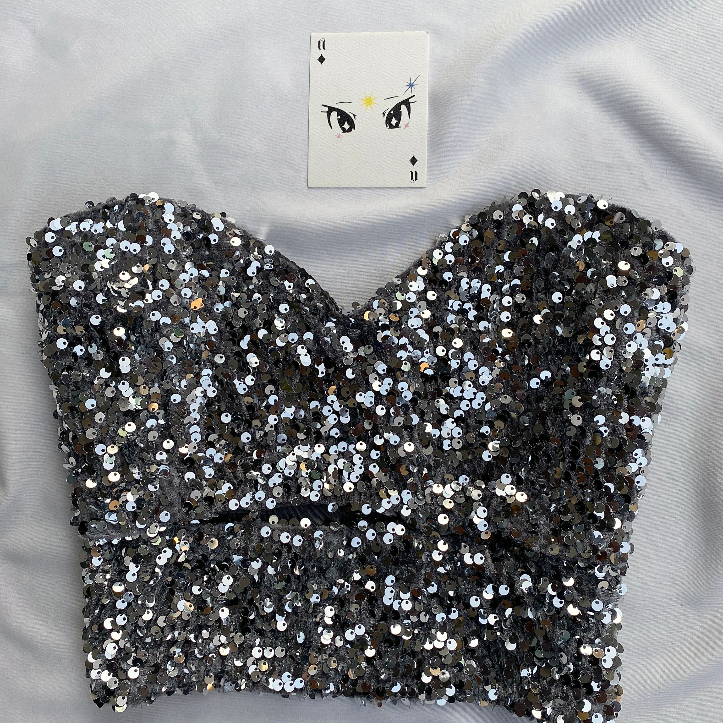 GREY SEQUINNED TOP (Bust : 30-34, Upper Waist : 24-28)