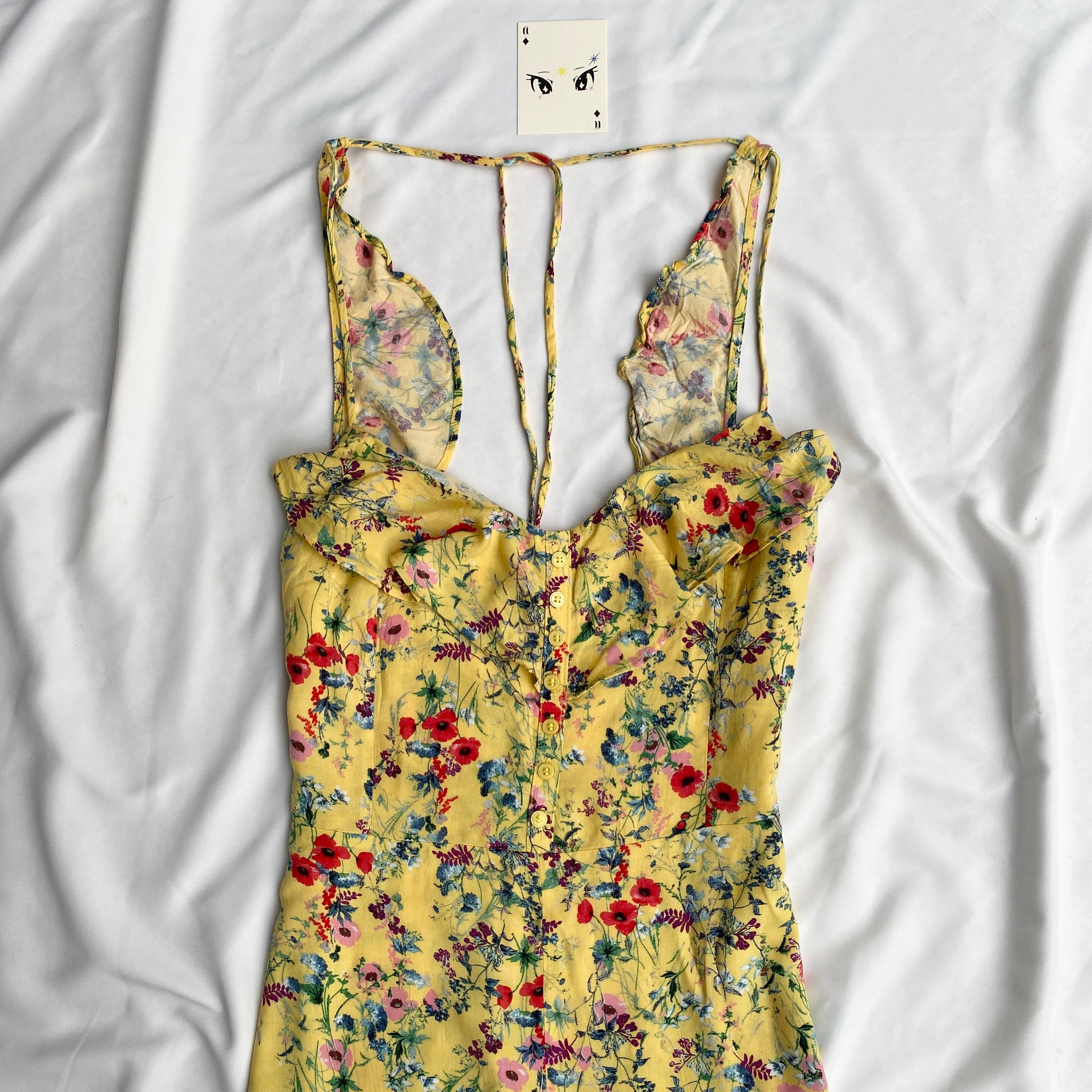 YELLOW FLORAL PLAYSUIT FROM BERSHKA (Bust : 32-34, Upper Waist : 28-30)