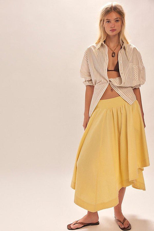YELLOW ASYMMETRIC SKIRT FROM FREE PEOPLE (Waist : 24-28)