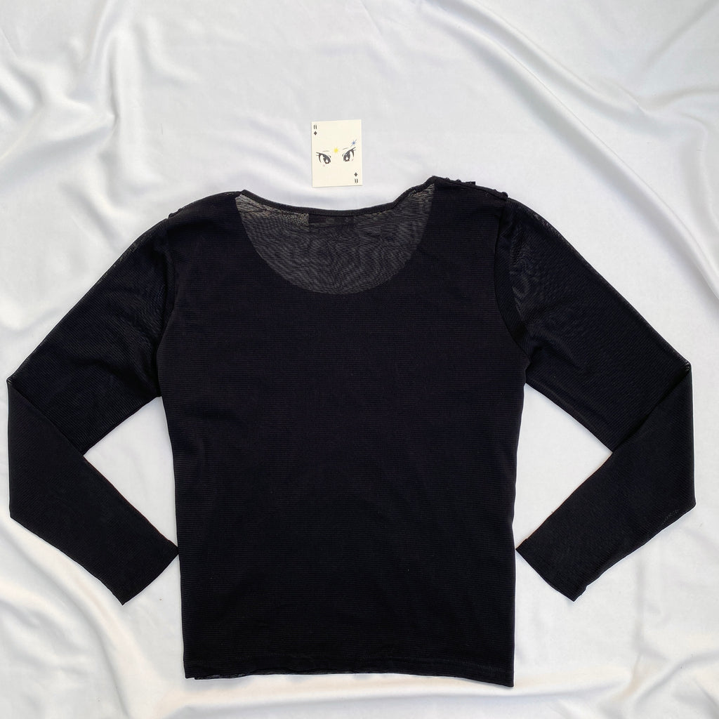 BLACK EMBELLISHED MESH TOP (Bust : 40-44, Upper Waist : 34-38)